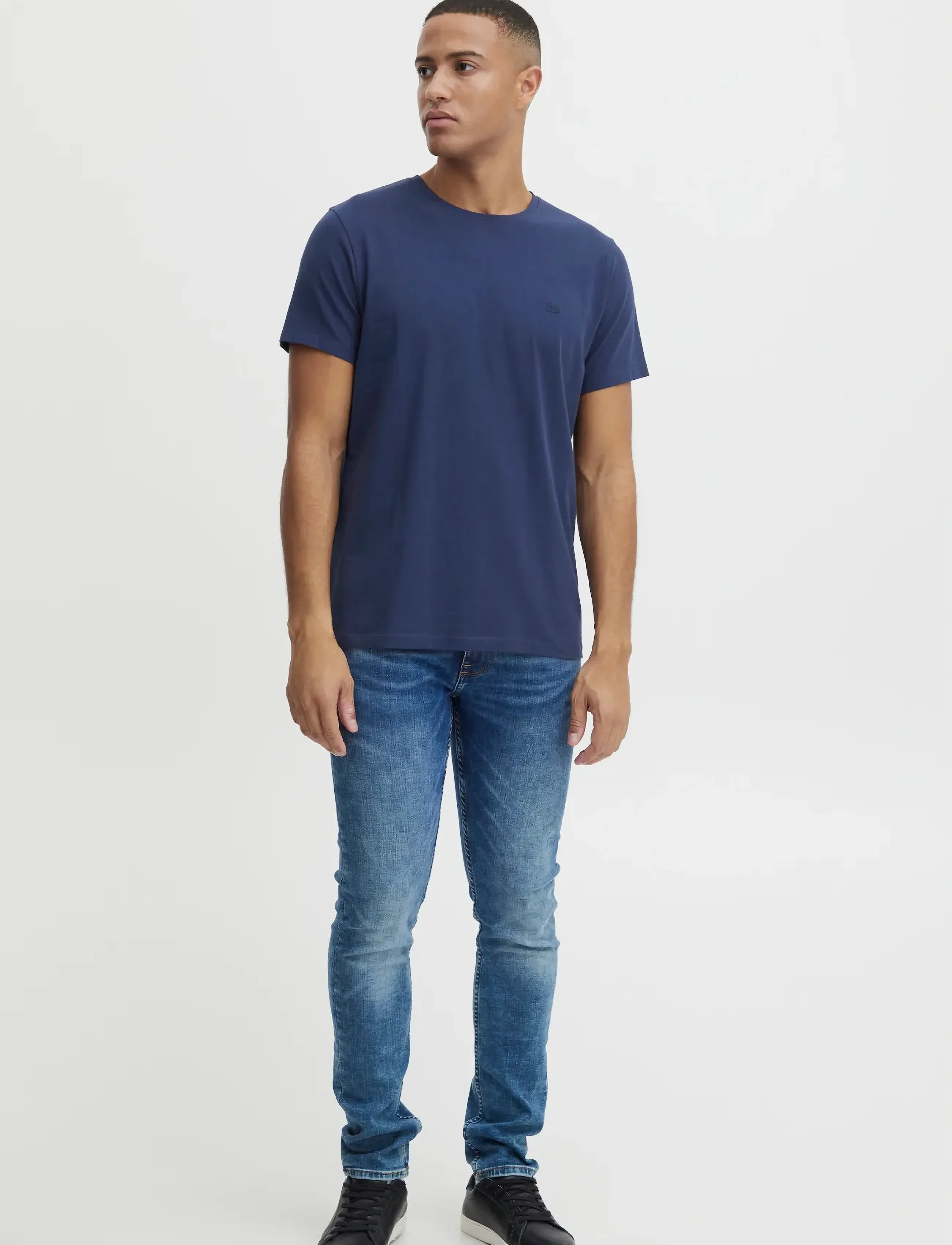 Blend Bhdinton Logo Tee Crew, M, Navy, T-Shirts > Kortærmede, Herre