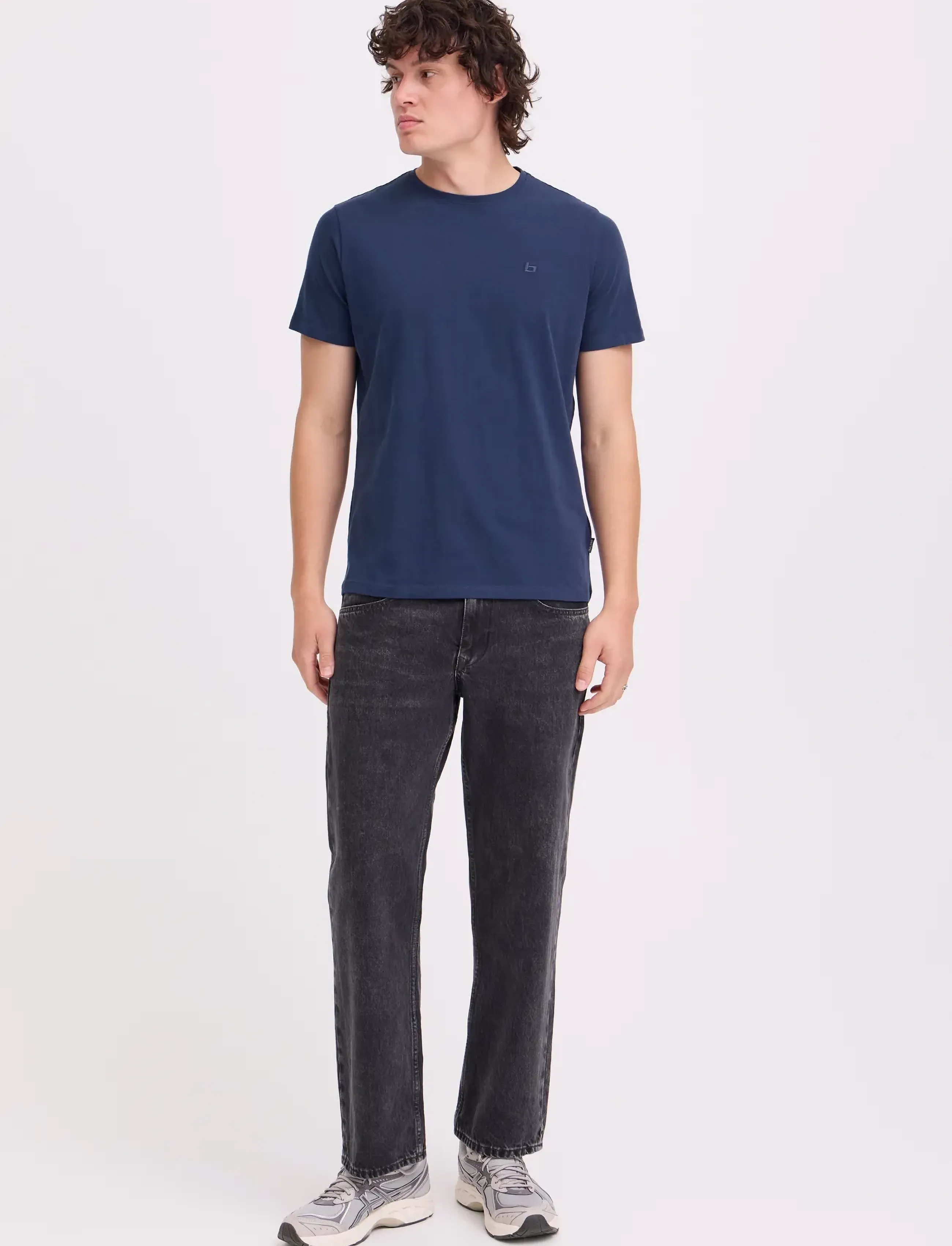 Blend BHDINTON LOGO TEE CREW - T-Shirts - DRESS BLUES / navy