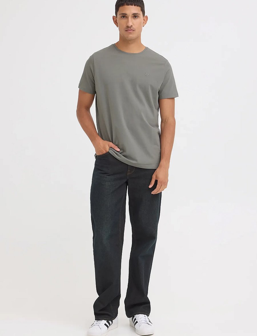 Blend - BHDINTON LOGO TEE CREW - kortærmede t-shirts - gray matter - 0