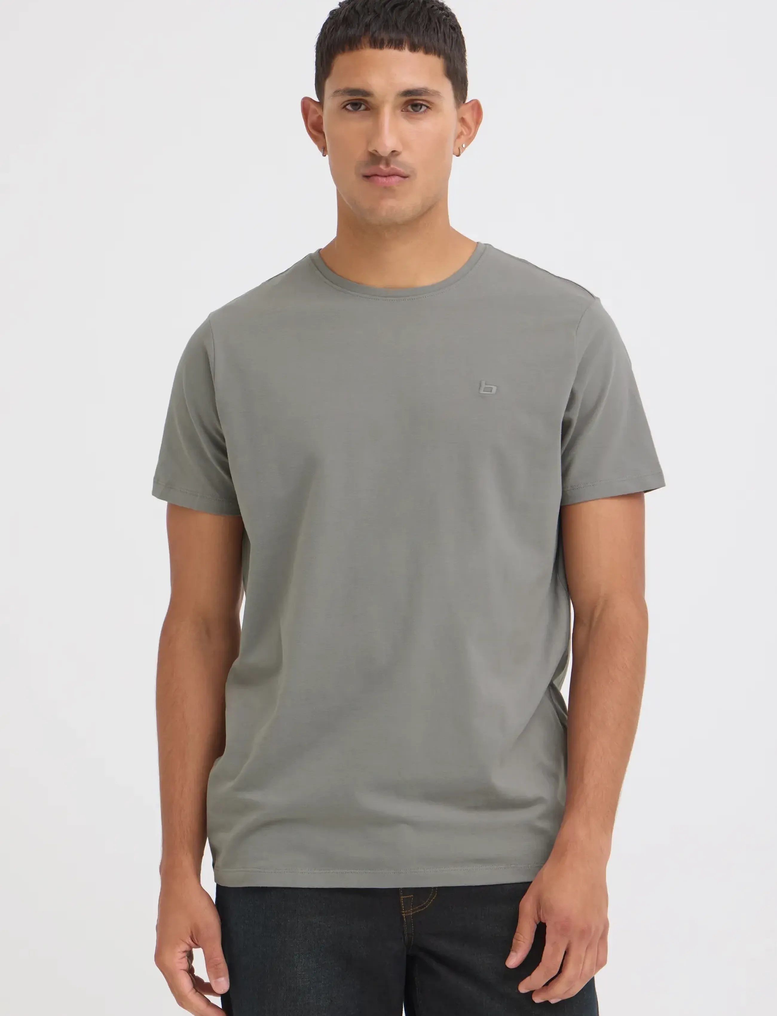 Blend - BHDINTON LOGO TEE CREW - kortærmede t-shirts - gray matter - 5