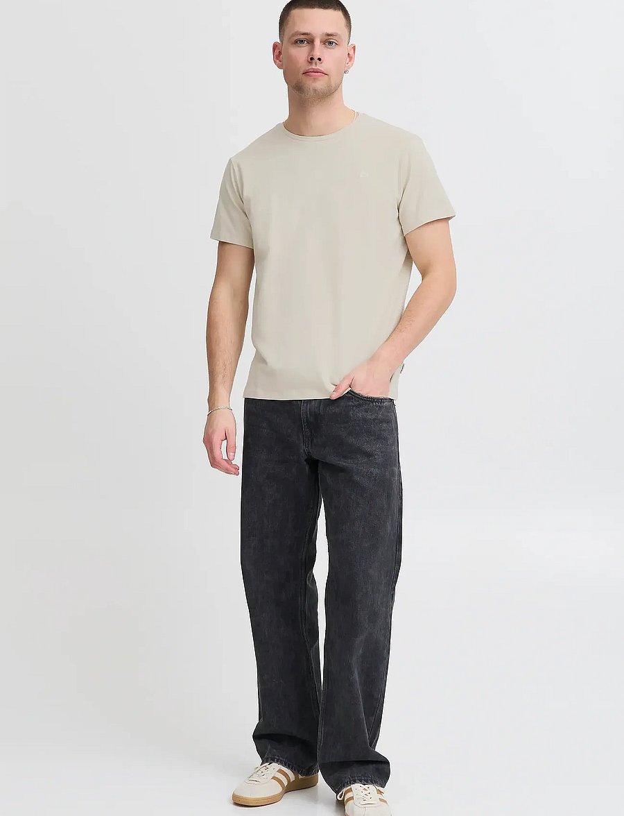 Blend - BHDINTON LOGO TEE CREW - kurzärmelige t-shirts - oyster gray - 0