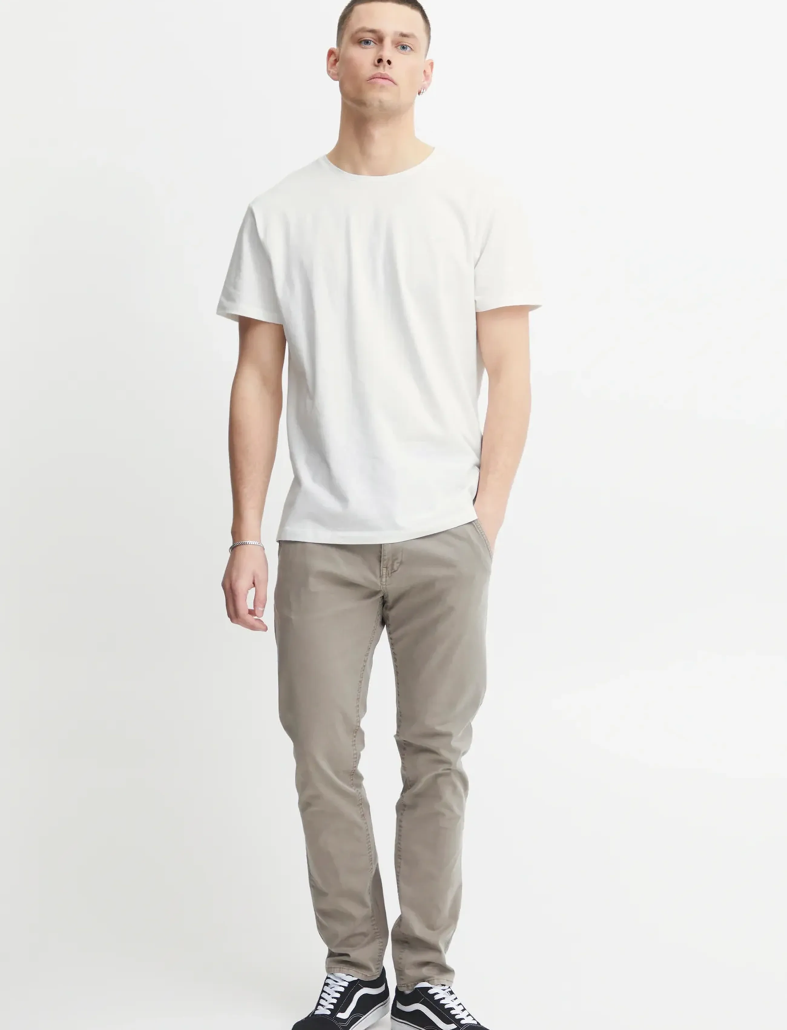 Blend BHDINTON LOGO TEE CREW - Tøj - SNOW WHITE / white