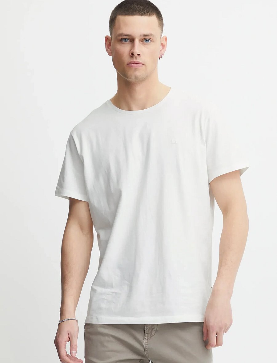 Blend - BHDINTON LOGO TEE CREW - kurzärmelige t-shirts - snow white - 3