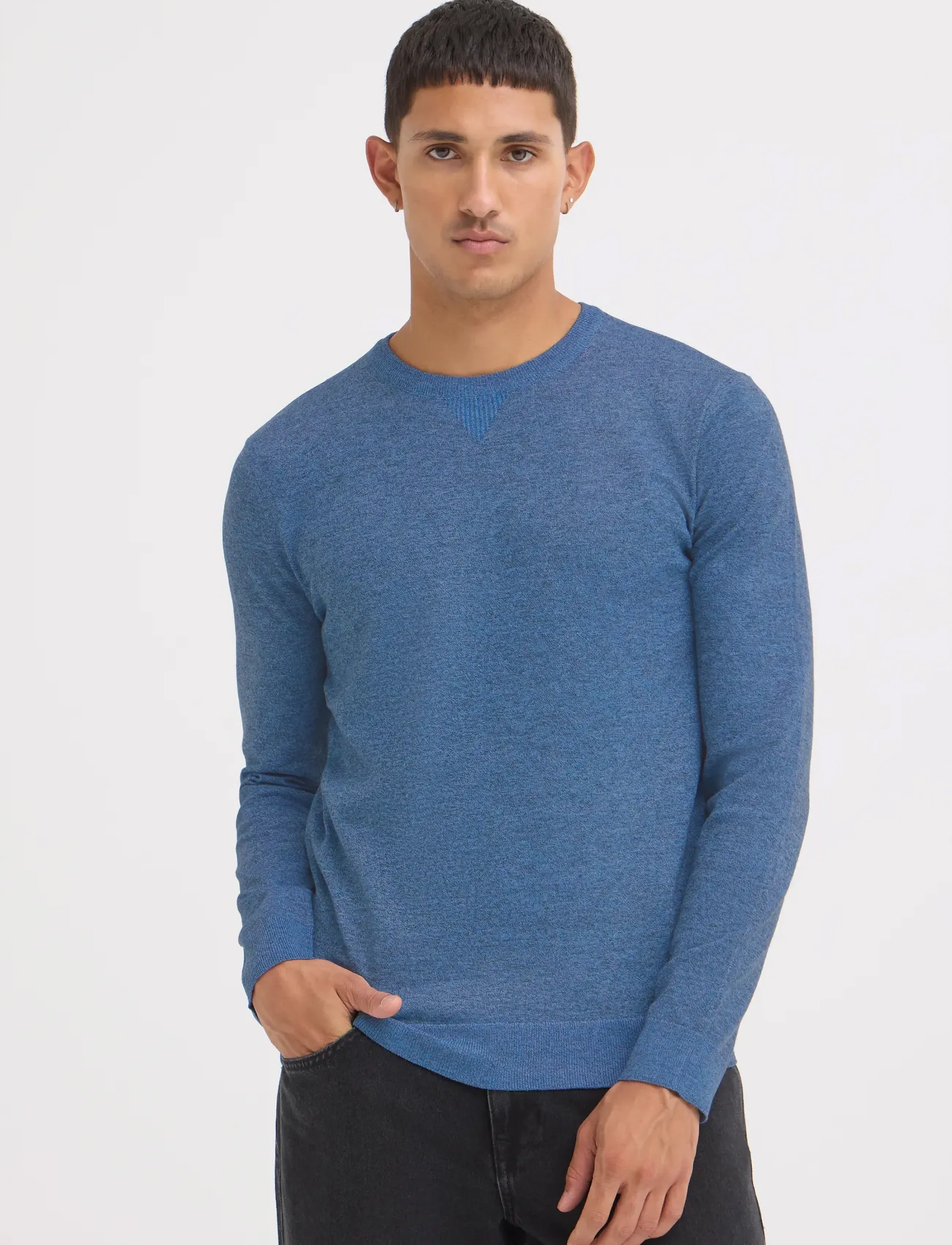 Blend - BHBRUTON CREW NECK KNIT NOOS - kringlótt hálsmál  - marina melange - 5