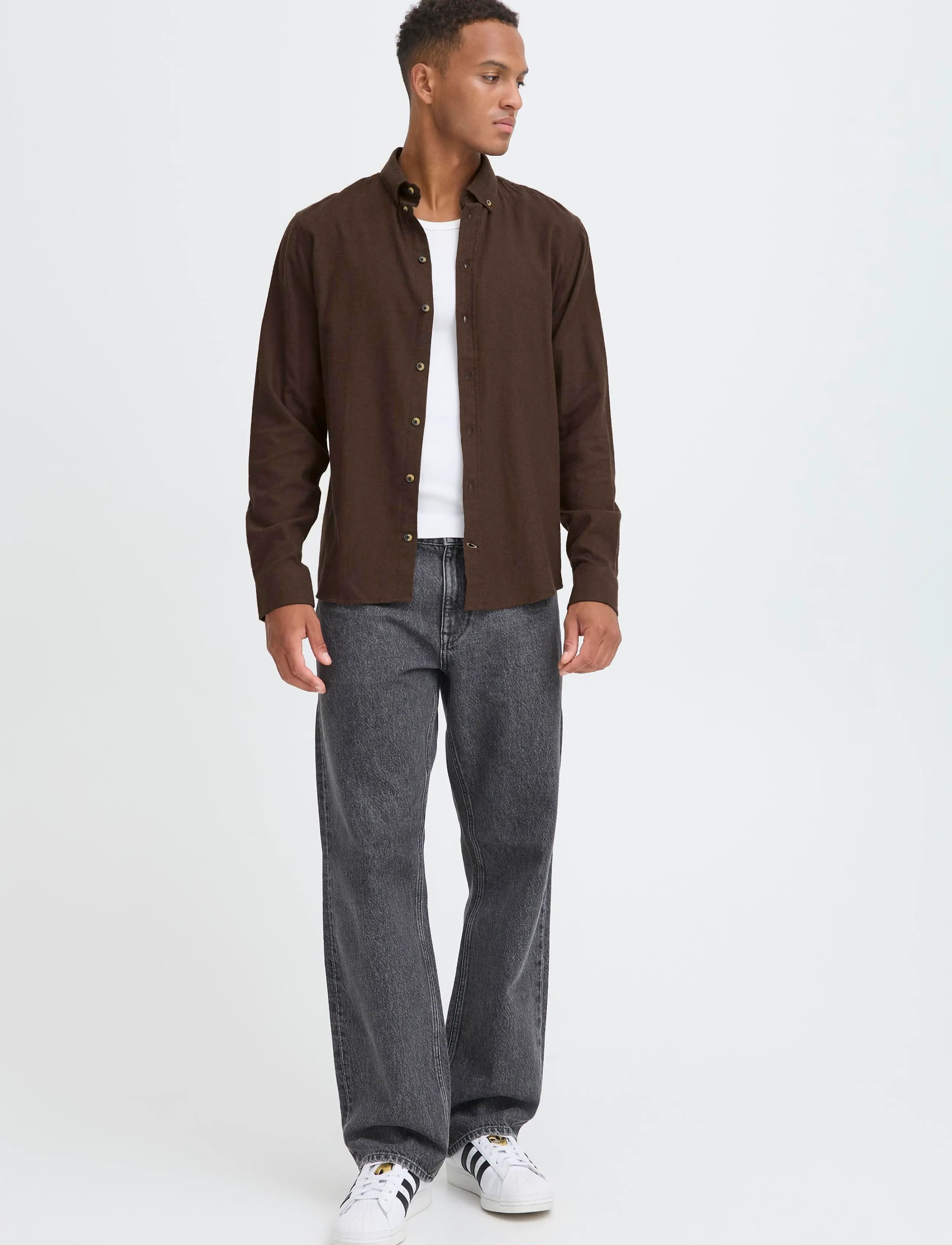 Blend BHBURLEY SHIRT NOOS - Casual skjorter - SLATE BLACK / brown