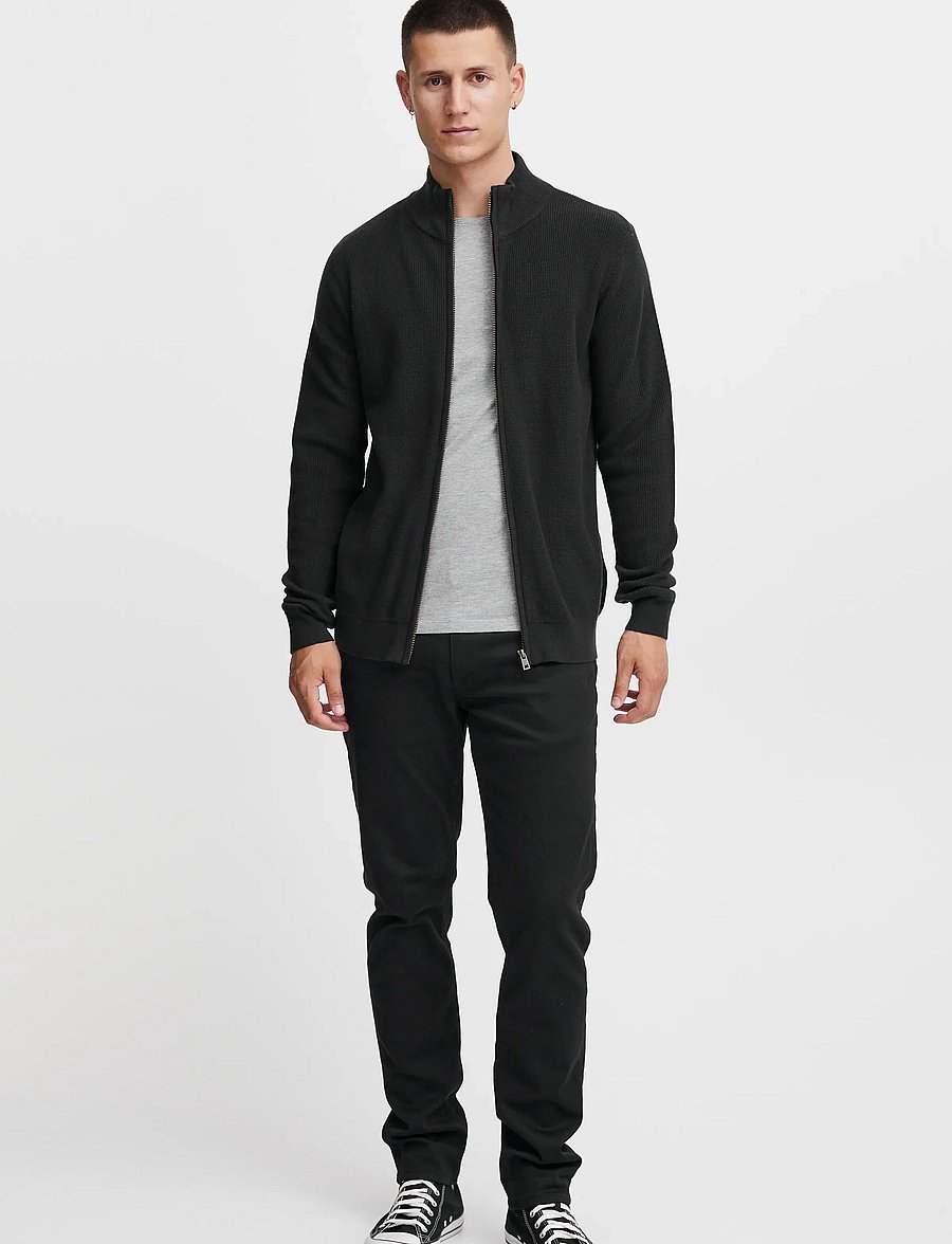 Blend - BHCODFORD FULLZIP KNIT NOOS - lukuga džemprid - black - 0