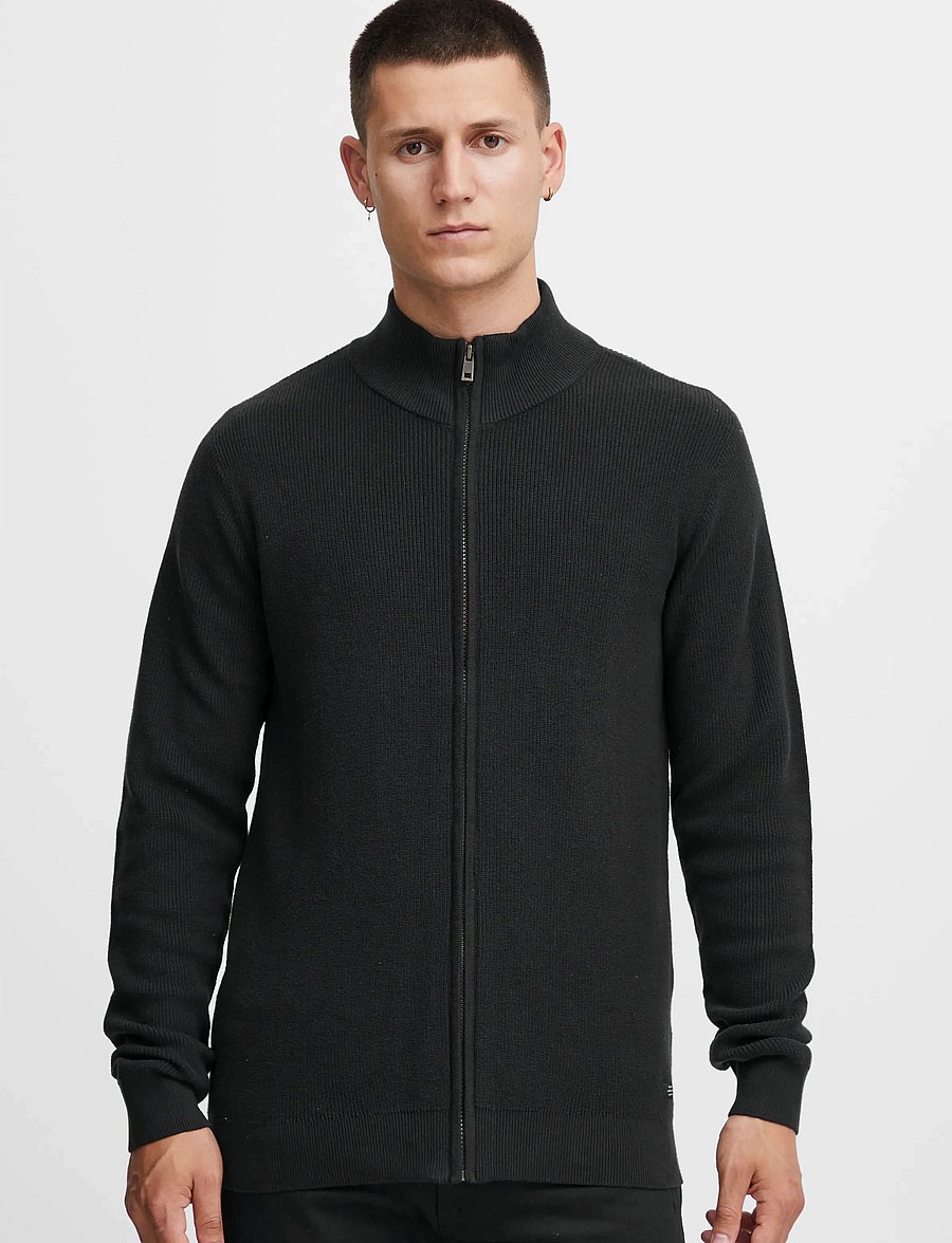 Blend - BHCODFORD FULLZIP KNIT NOOS - lukuga džemprid - black - 4