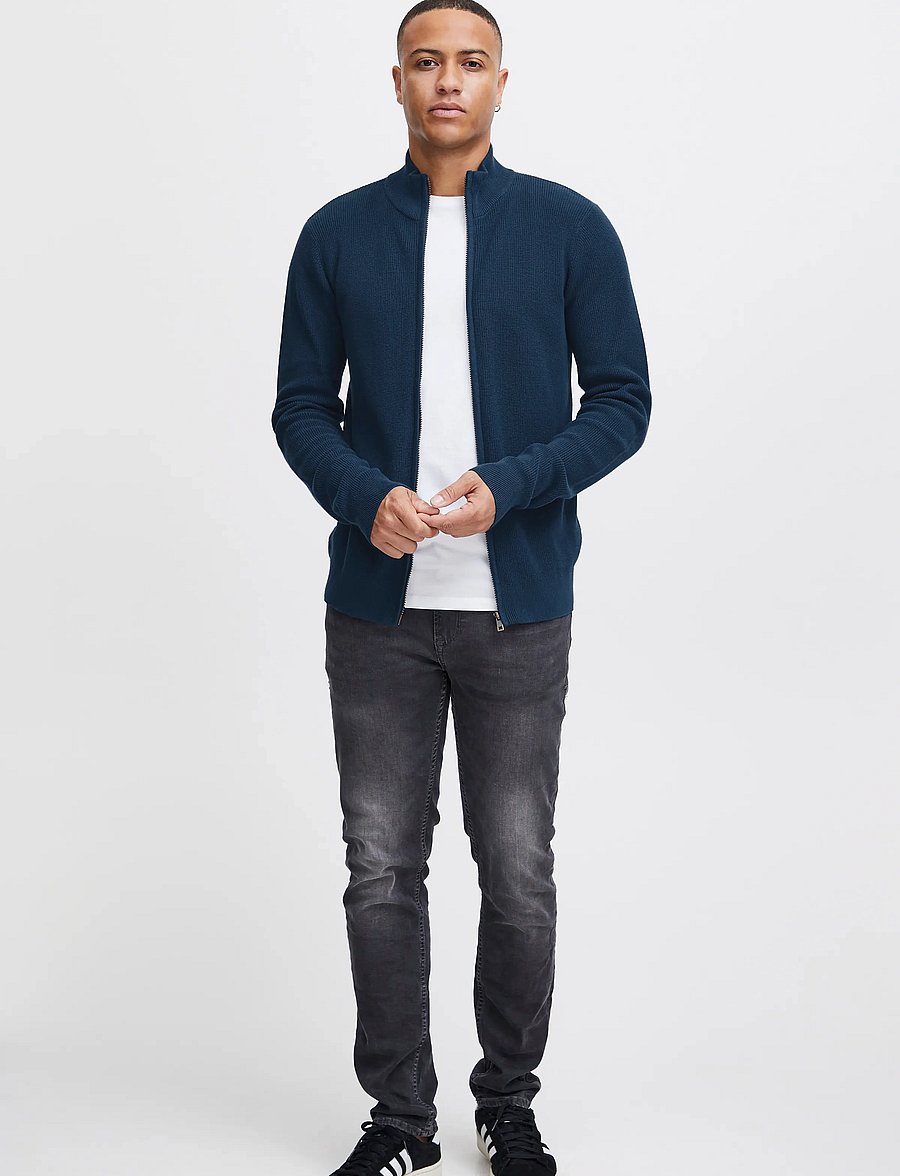 Blend - BHCODFORD FULLZIP KNIT NOOS - pullover mit durchgehendem reißverschluss - dress blues - 0