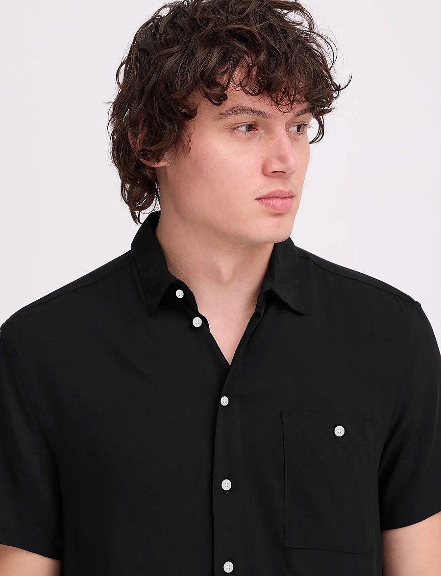 Blend - BHELLIOT SHIRT NOOS - kurzarmhemden - black - 4