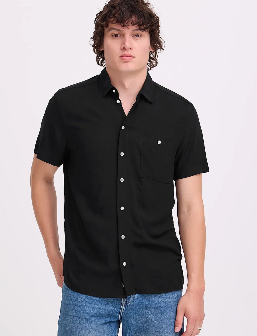 Blend - BHELLIOT SHIRT NOOS - kurzarmhemden - black - 5