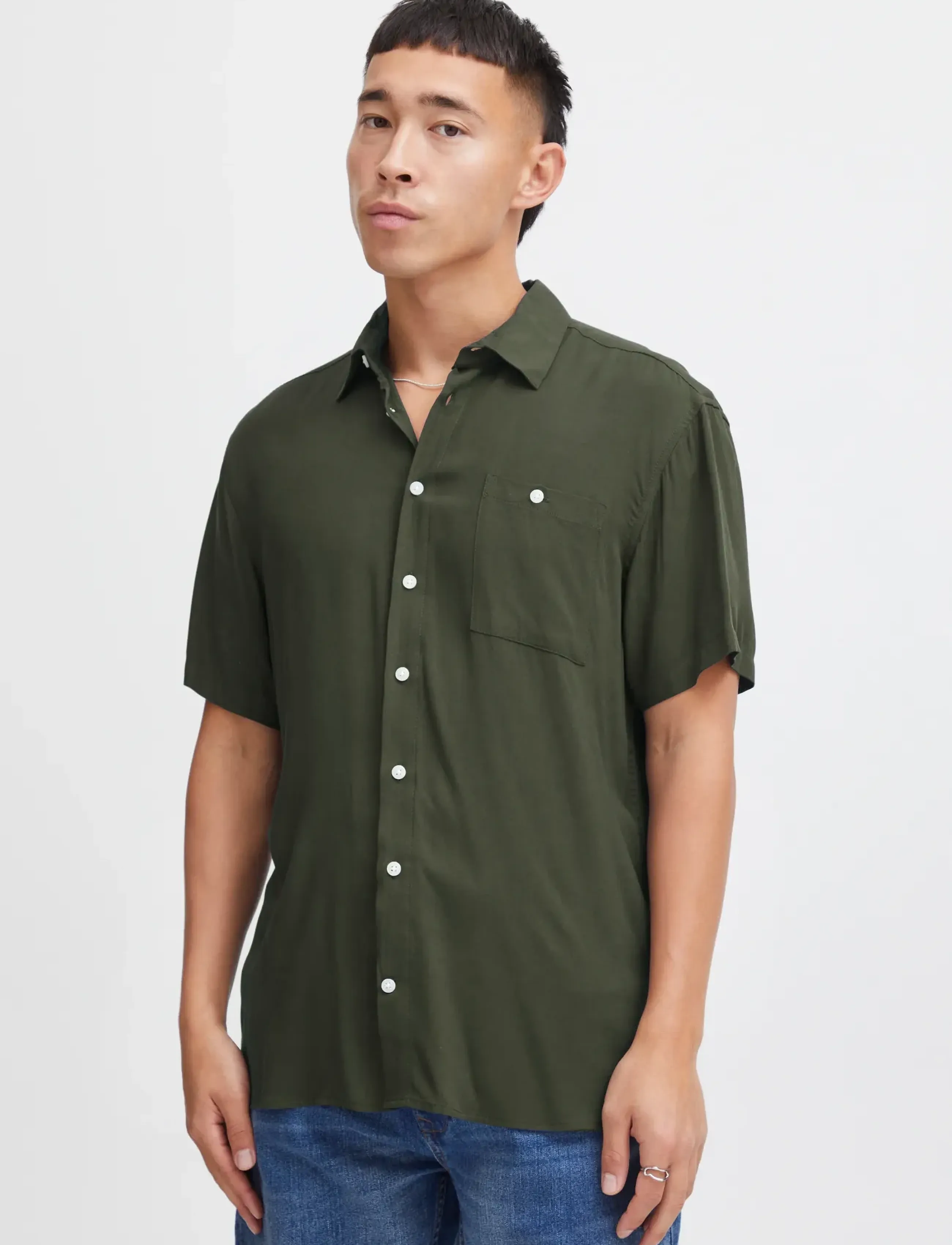 Blend - BHELLIOT SHIRT NOOS - kurzarmhemden - forest night - 4