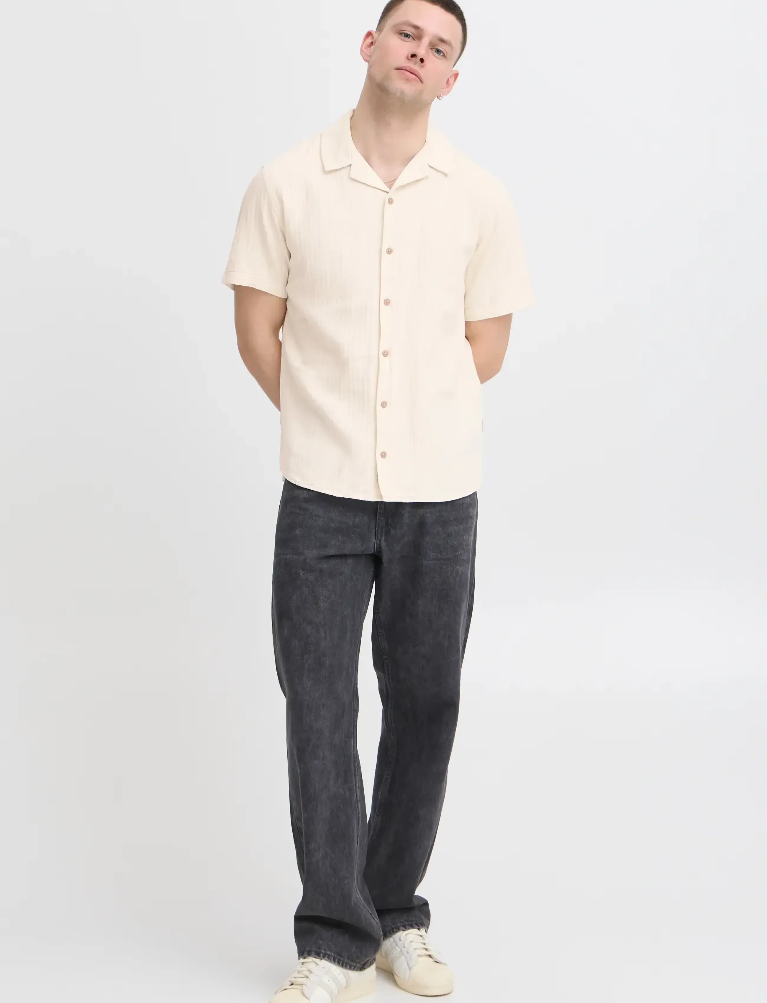 Blend BHAKIRA Shirt - Riided - BLEACHED SAND / cream