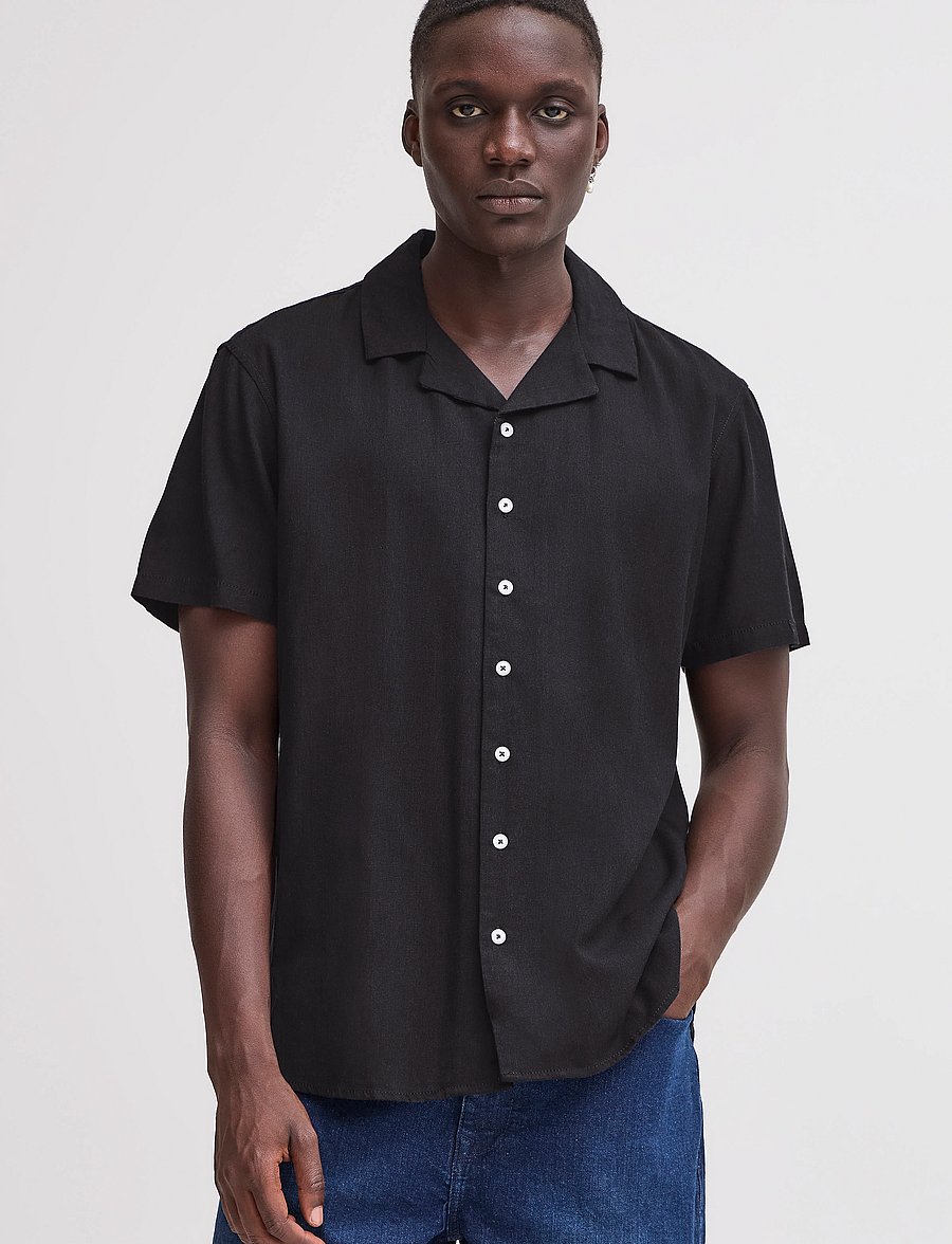 Blend - BHBOBBY Shirt cuba - leinenhemden - black - 4