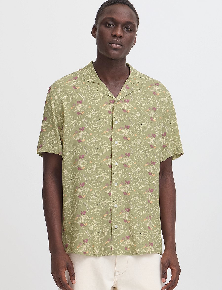 Blend - BHASCOT Shirt - kurzarmhemden - oil green - 4