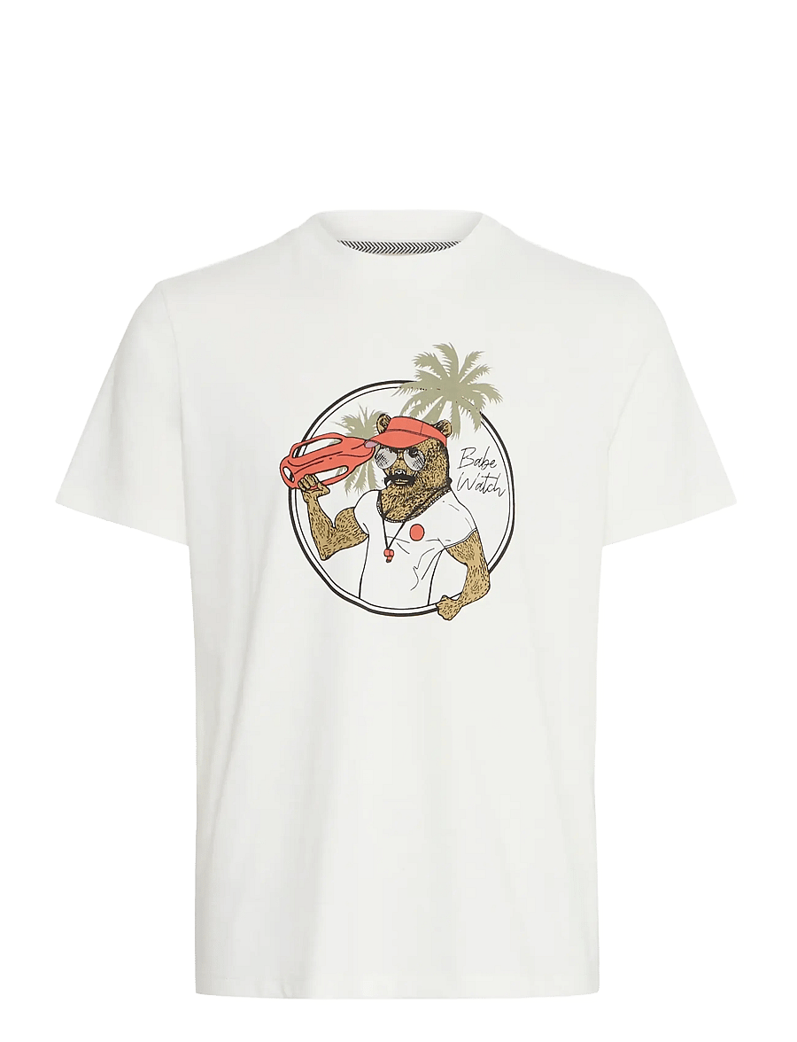 Blend - BHJERRON tee - kurzärmelige t-shirts - white bear - 1