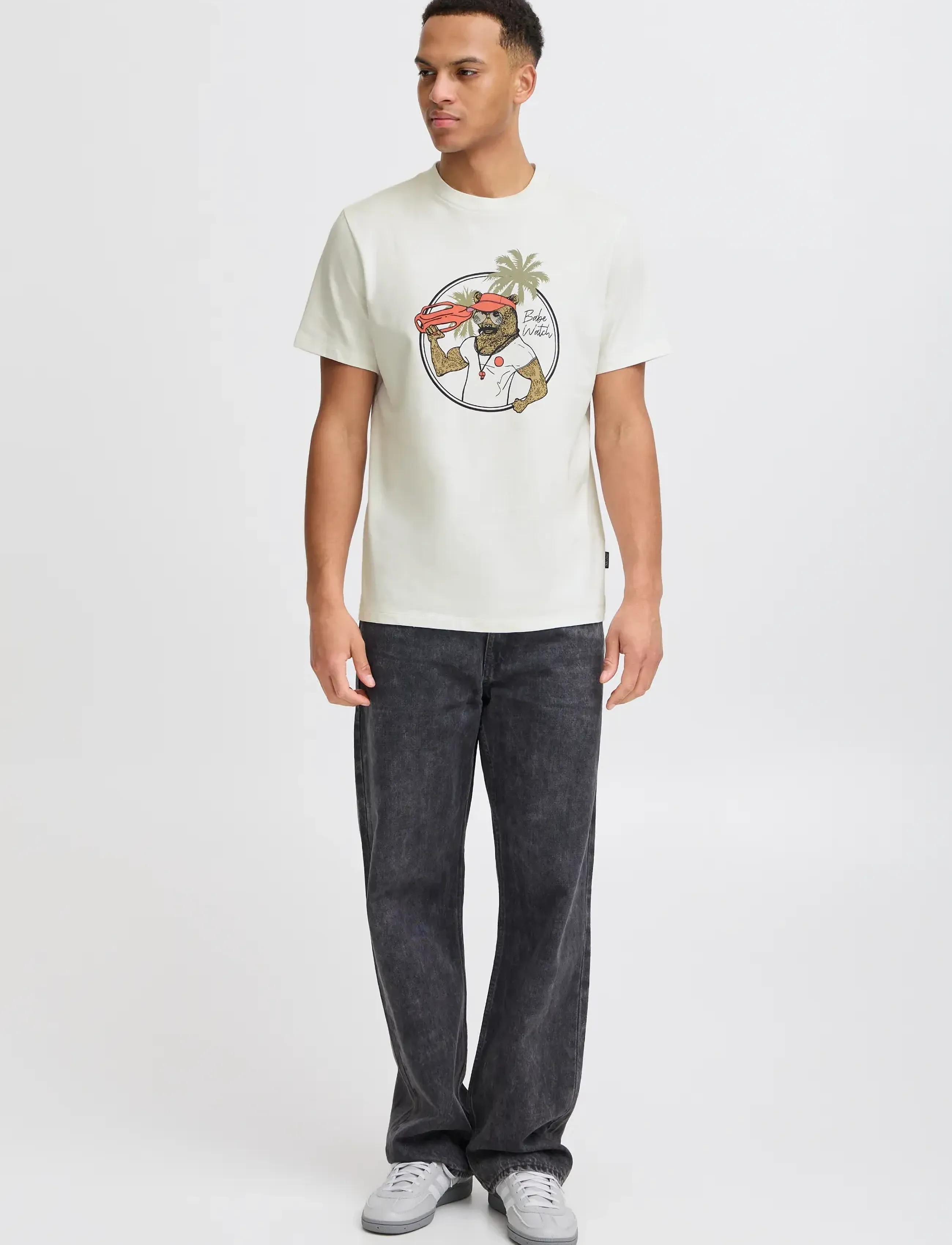 Blend BHJERRON tee - Tøj - WHITE BEAR / white