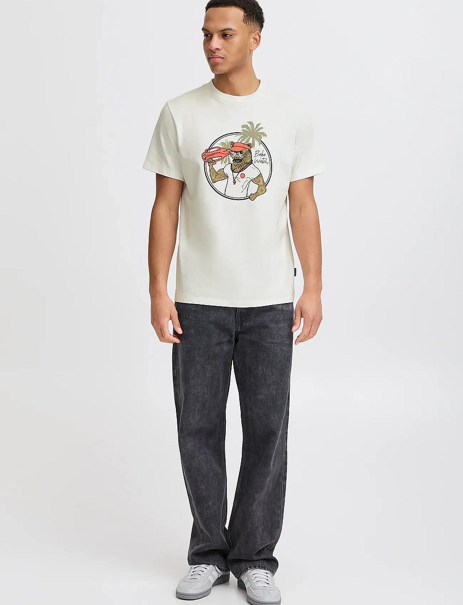 Blend - BHJERRON tee - kurzärmelige t-shirts - white bear - 0