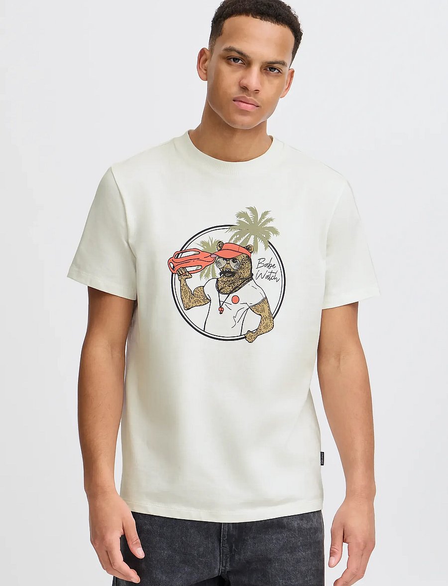 Blend - BHJERRON tee - kurzärmelige t-shirts - white bear - 5