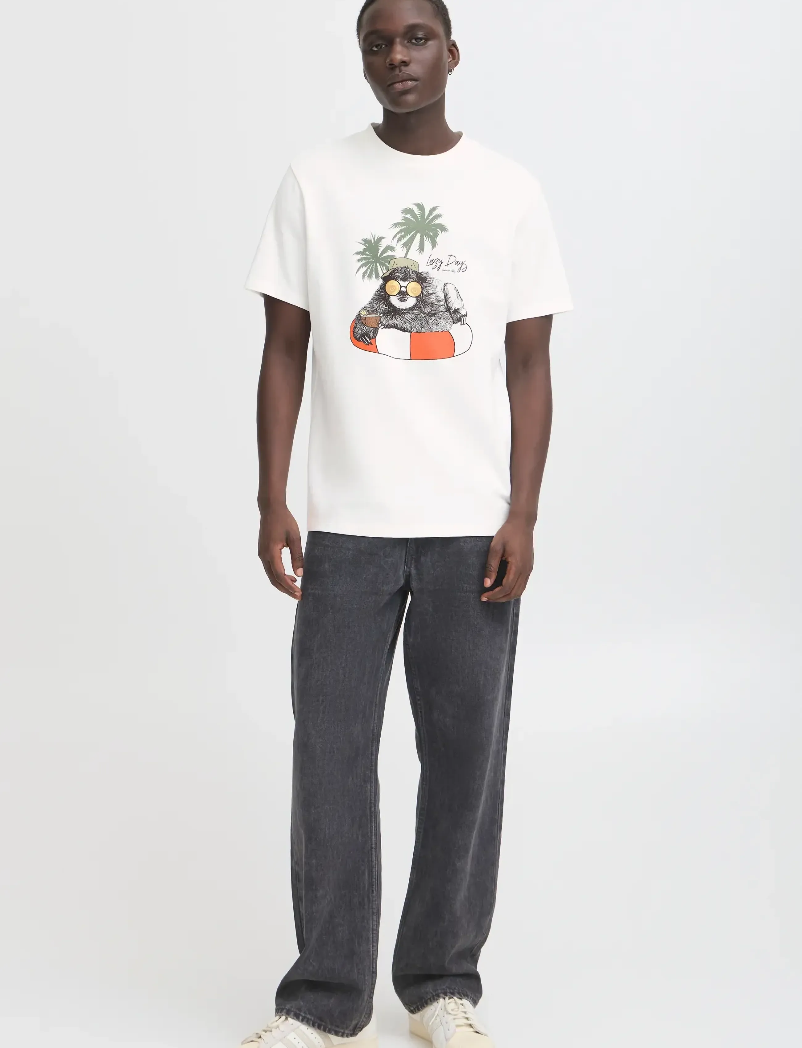 Blend BHJERRON tee - Stutterma bolir - WHITE SLOTH / white