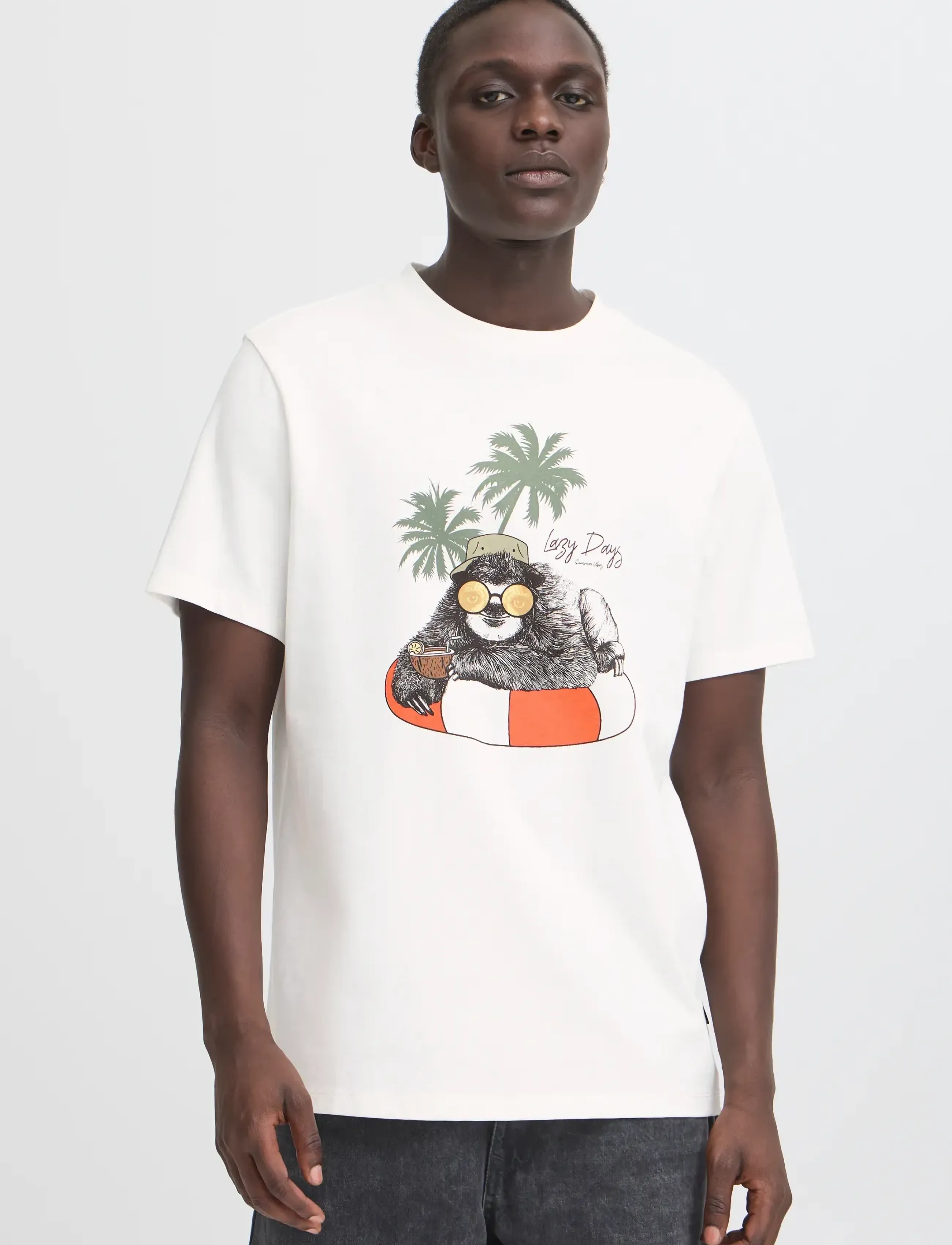 Blend - BHJERRON tee - short-sleeved t-shirts - white sloth - 5