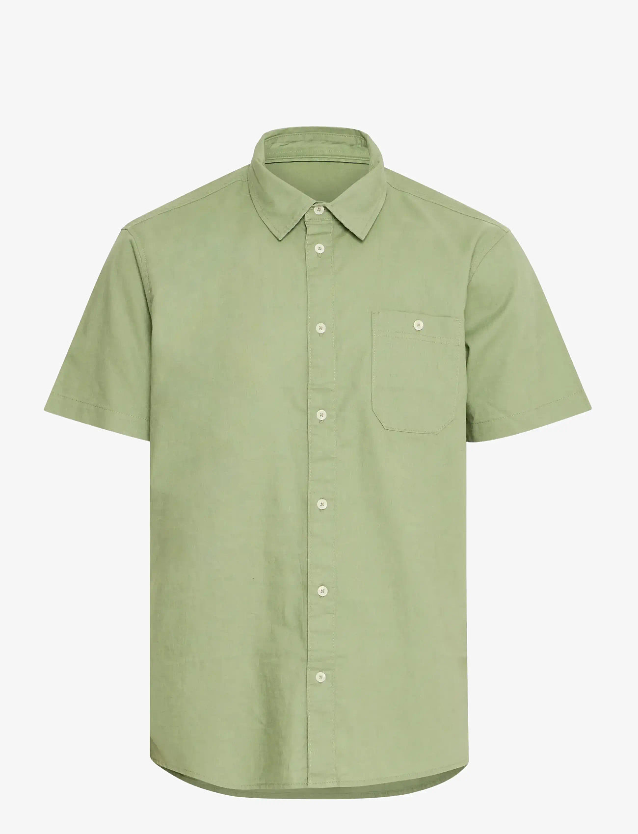 Blend - BHBAY linen SS shirt PP NOOS - linen shirts - oil green - 1