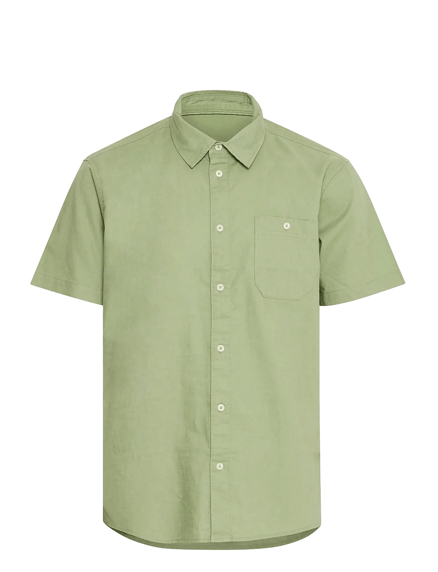 Blend - BHBAY linen SS shirt PP NOOS - hørskjorter - oil green - 1