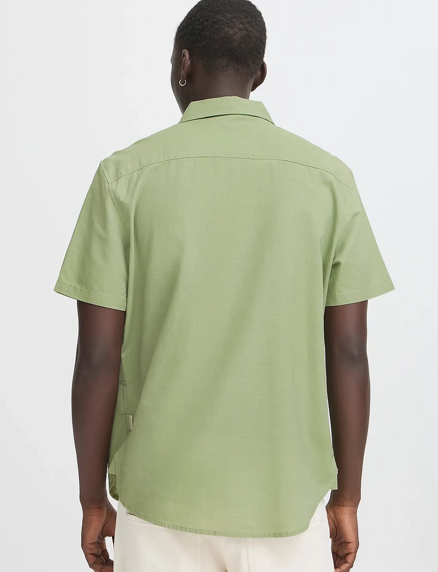 Blend - BHBAY linen SS shirt PP NOOS - hørskjorter - oil green - 3