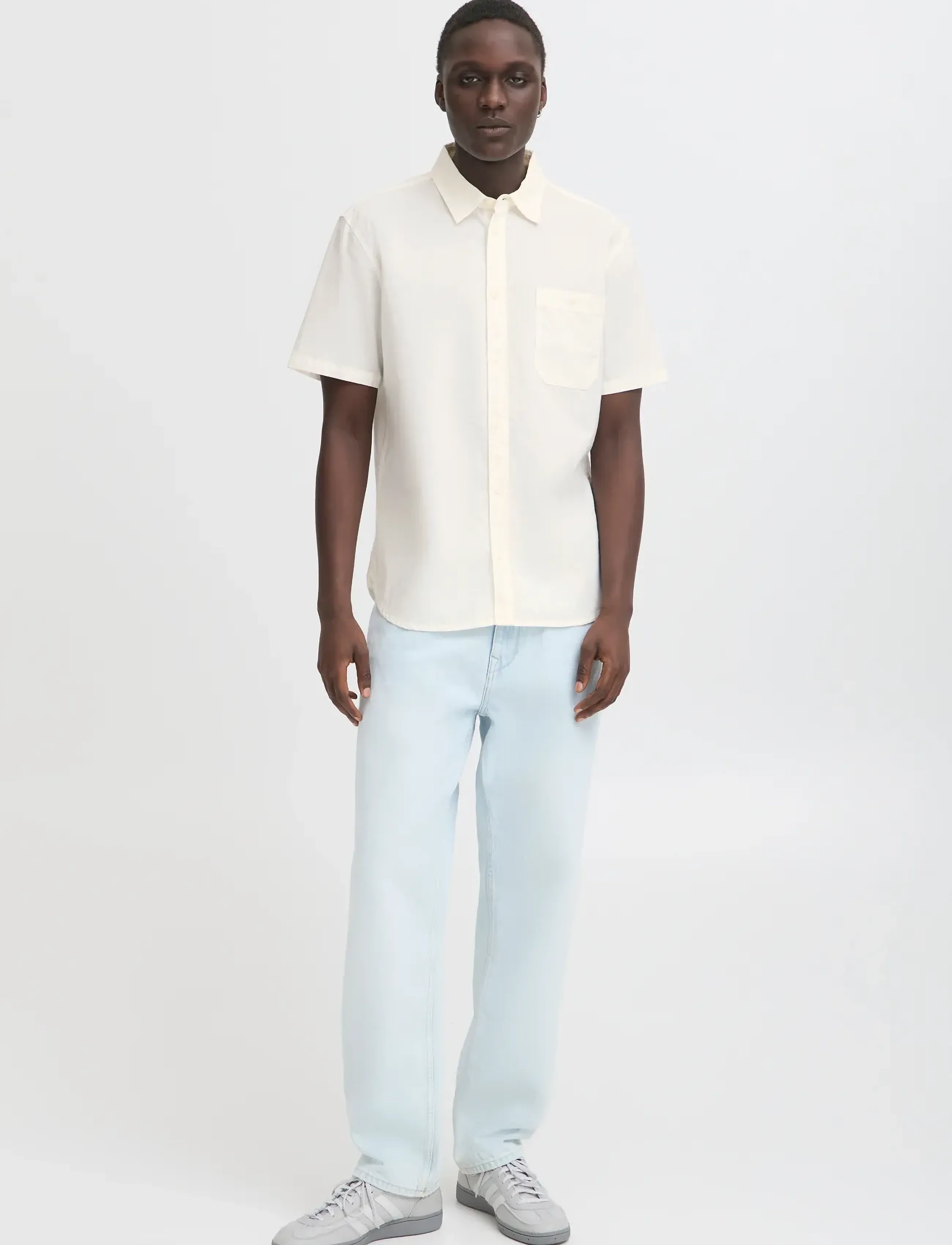 Blend BHBAY linen SS shirt PP NOOS - Kortärmade skjortor - SNOW WHITE / cream