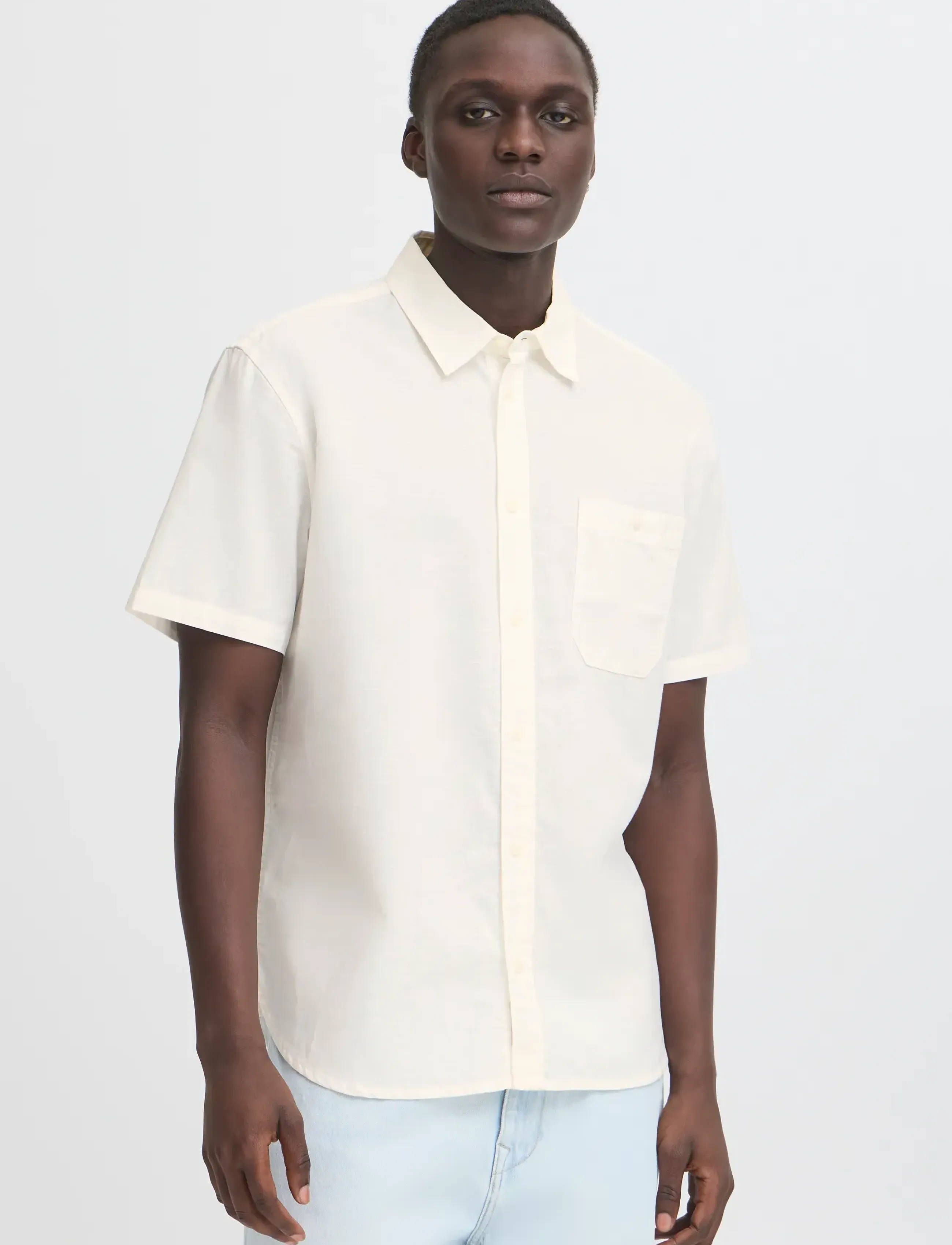 Blend - BHBAY linen SS shirt PP NOOS - leinenhemden - snow white - 5
