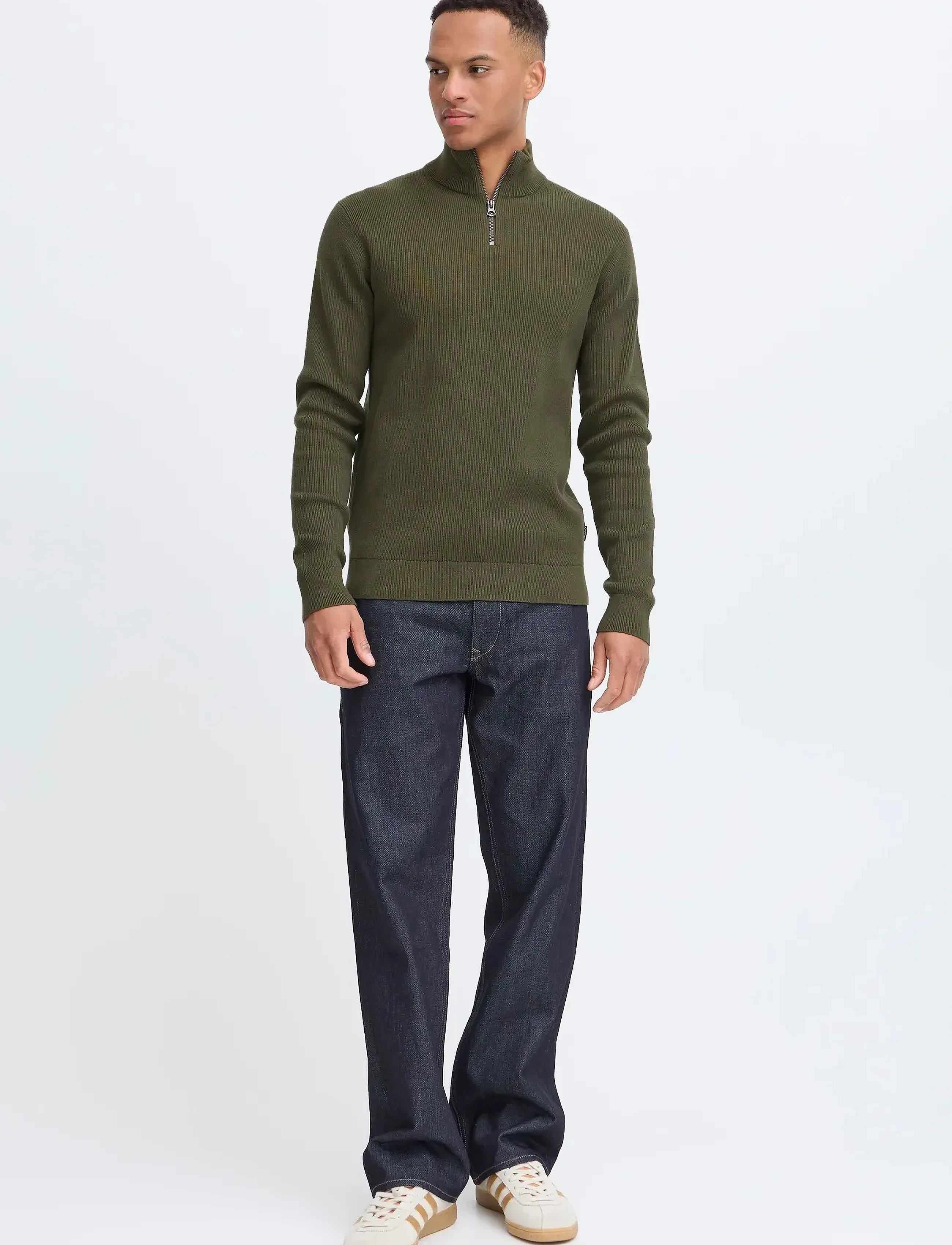 Blend Bhbadal Pullover, Mænd, Ribstrikket Half-Zip Pullover, Grøn, Str: XL