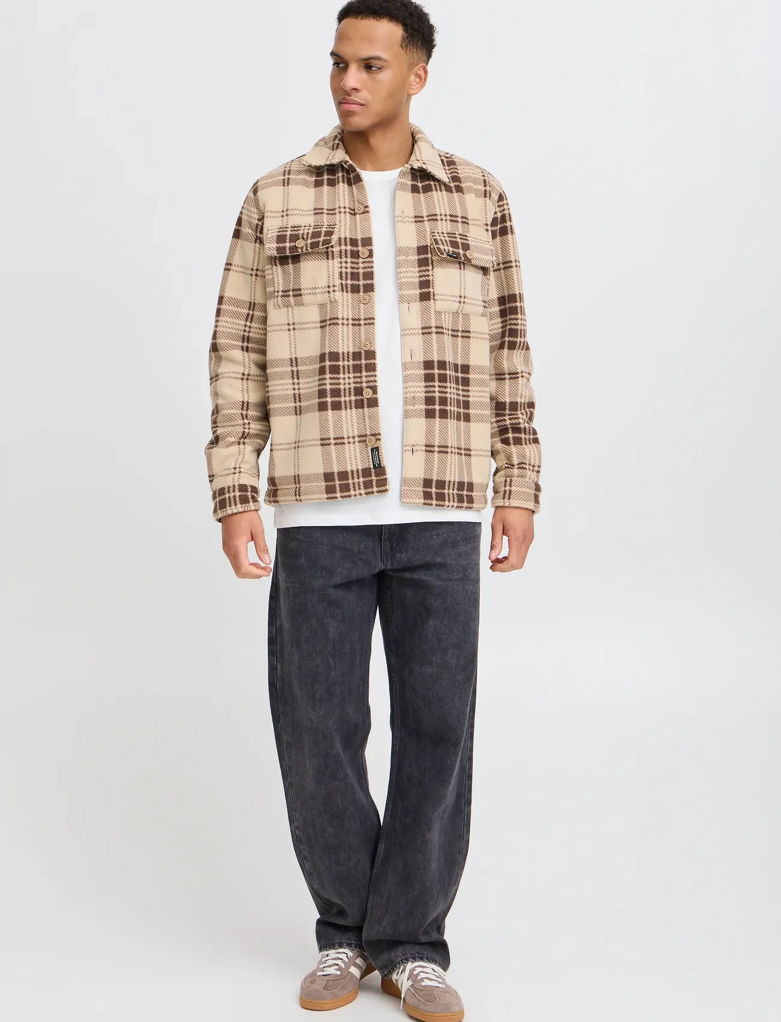 Blend Bhbaki Shirt, L, Beige, Shirts > Checkered Shirt, Herre