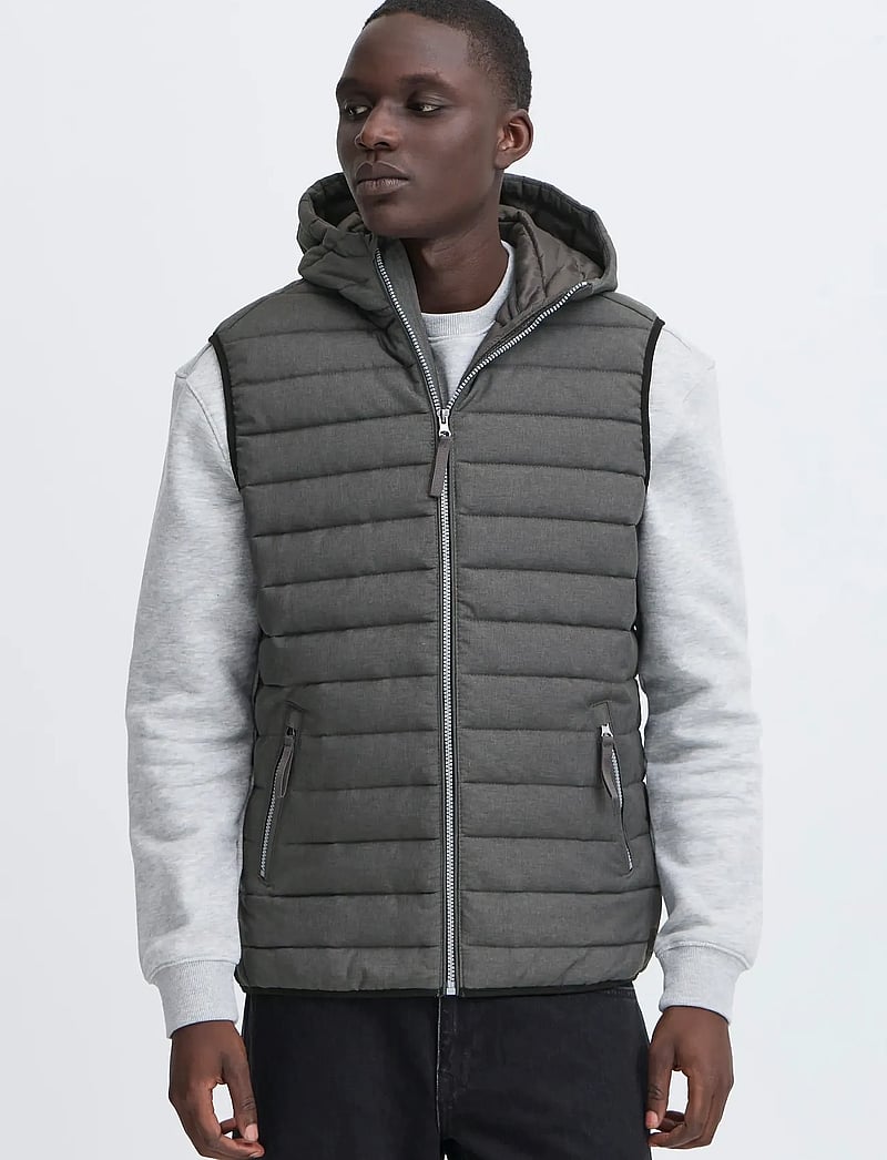 Blend - BHEDMAR vest with hood - västar - black melange - 4