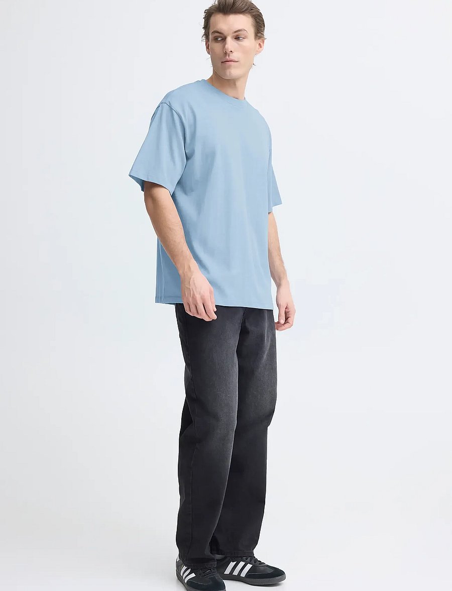 Blend - BHFISHER OVERSIZE TEE NOOS - kurzärmelige t-shirts - faded denim - 0
