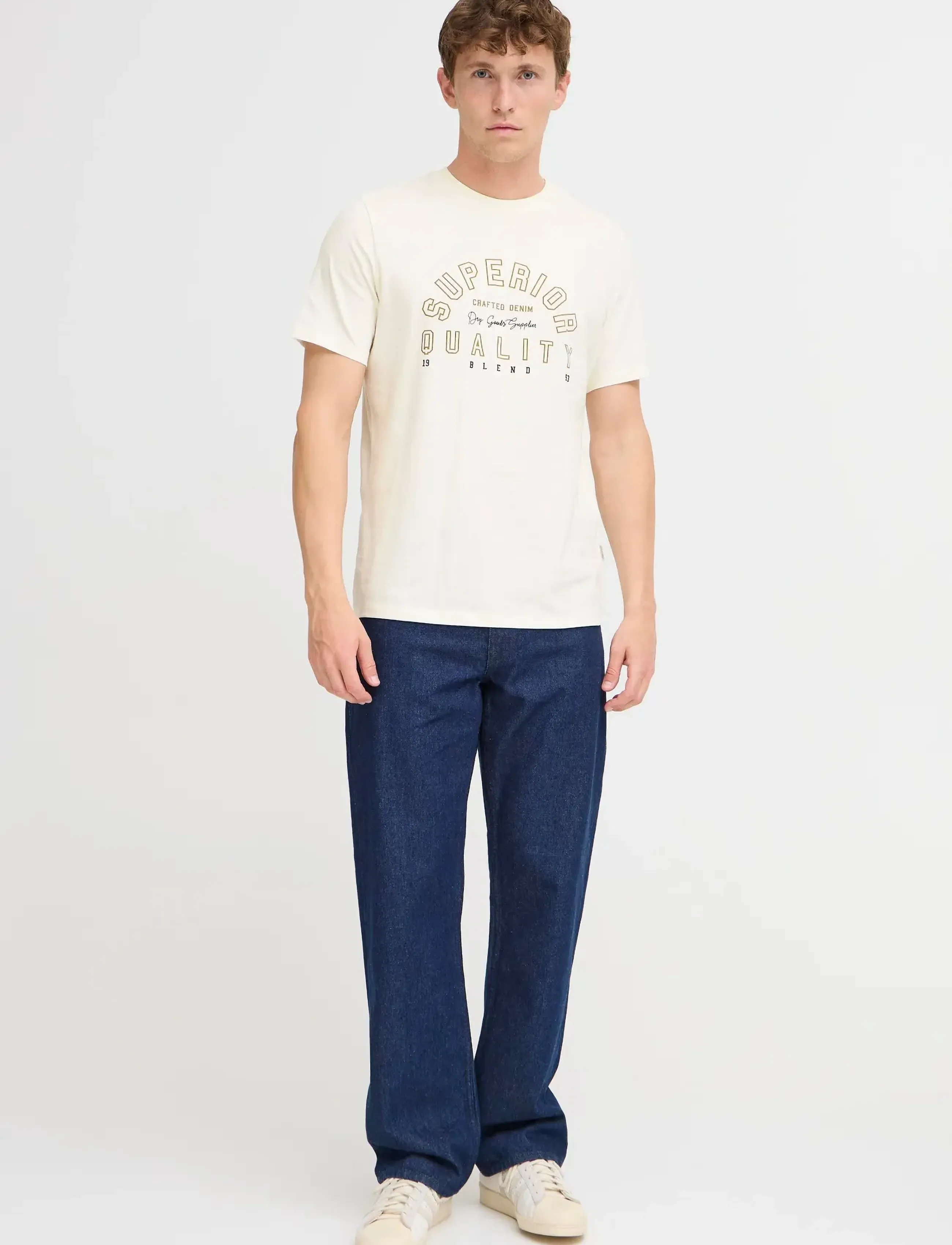 Blend BHIGOR LOGO S/S TEE - Tøj - VANILLA ICE / cream