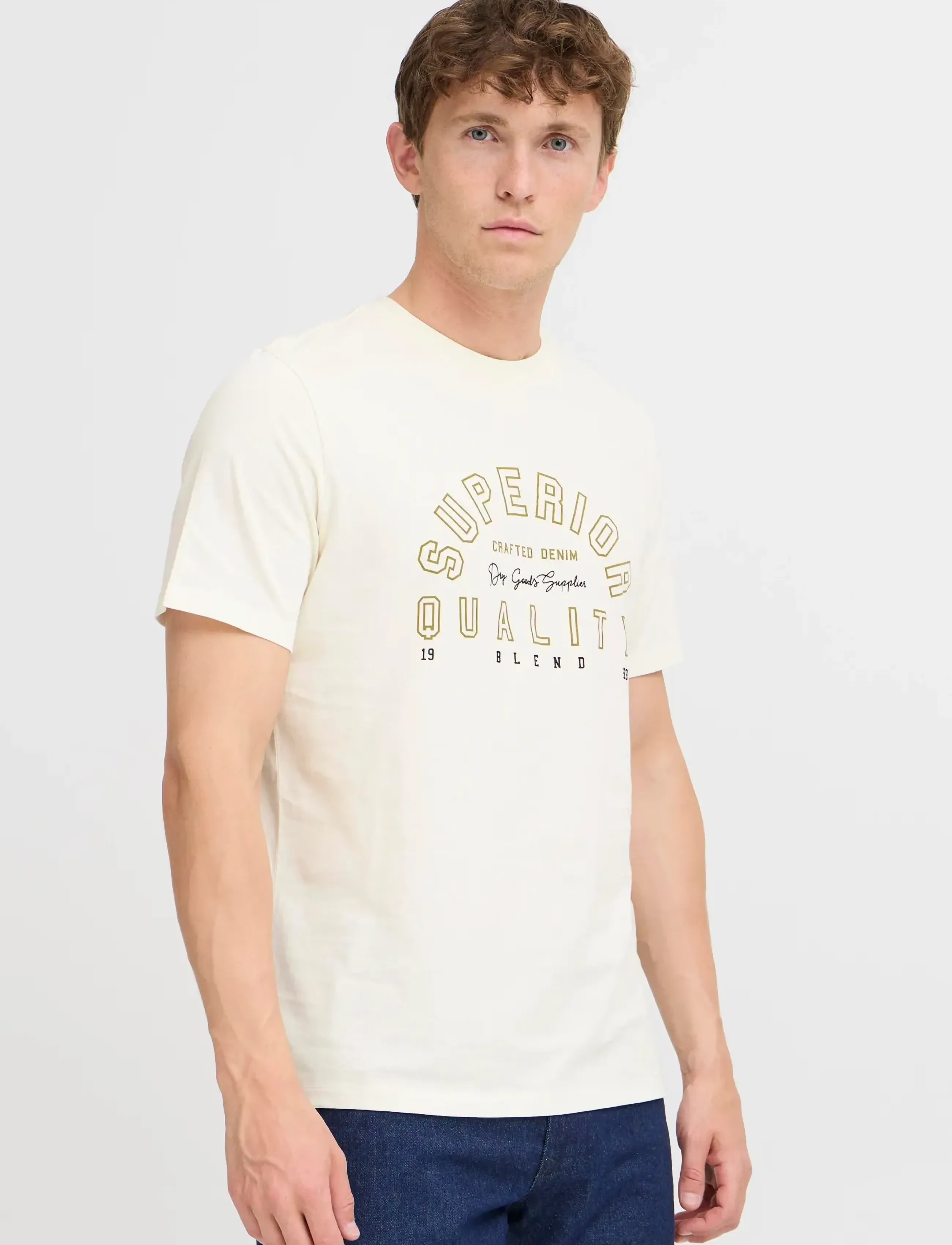 Blend - BHIGOR LOGO S/S TEE - short-sleeved t-shirts - vanilla ice - 5