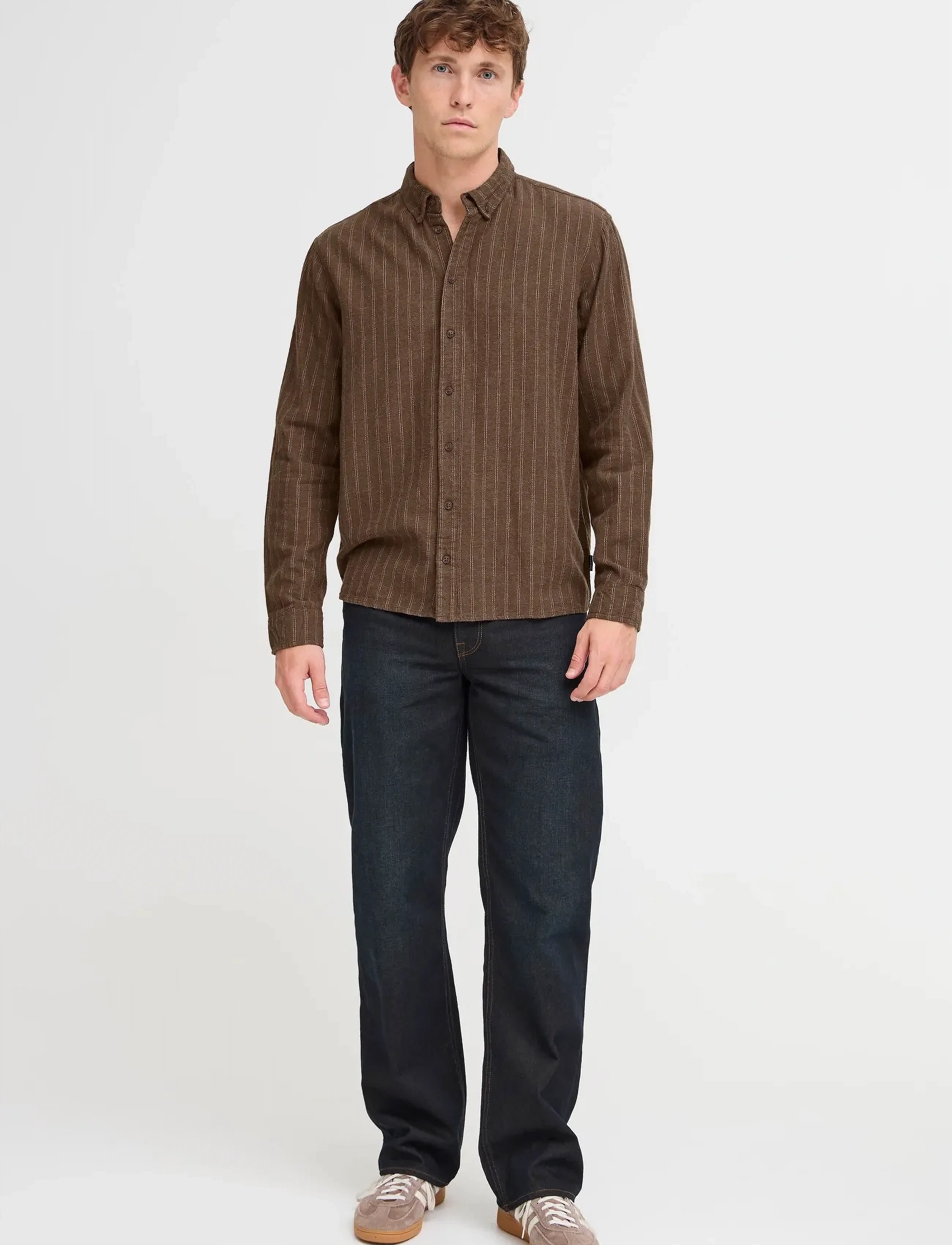 Blend BHANDREAS SHIRT STRIPE - Deals - ANDREAS SLATE BLACK / brown