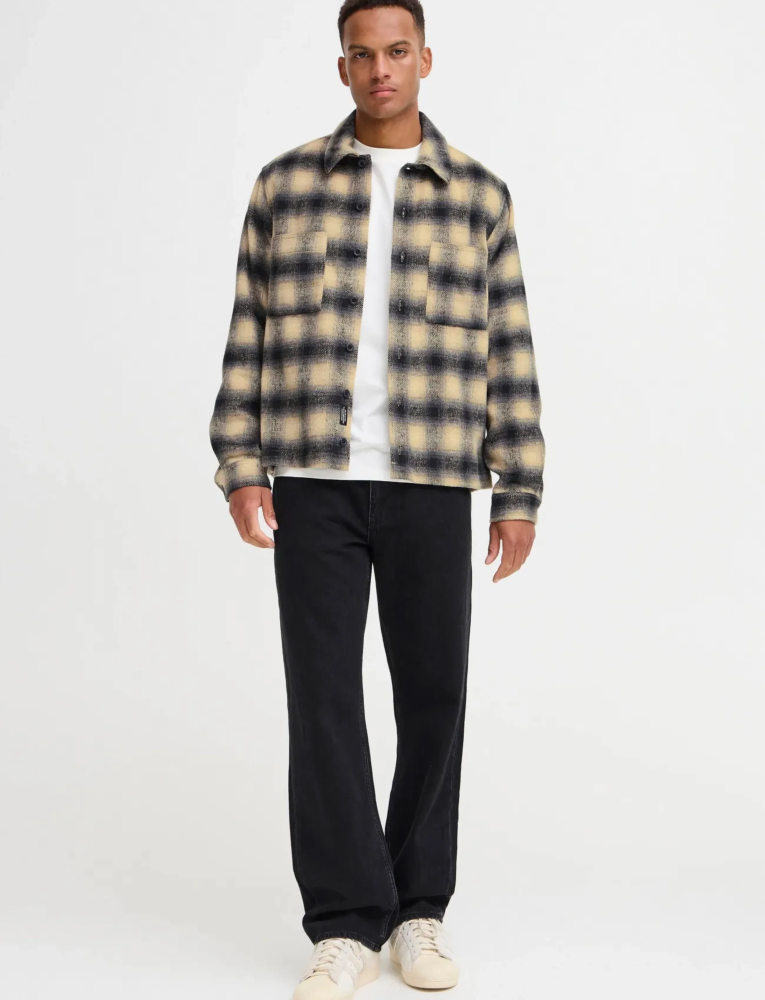 Blend Bhfaust Overshirt, Mænd, Ternet Skjortejakke, Beige, Str: L