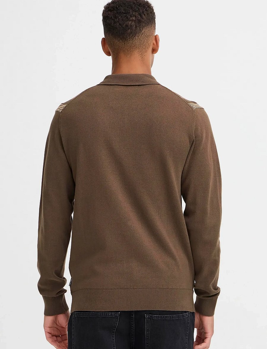 Blend - BHBERTIL POLO KNIT - langärmelige strick-polohemden - slate black - 3