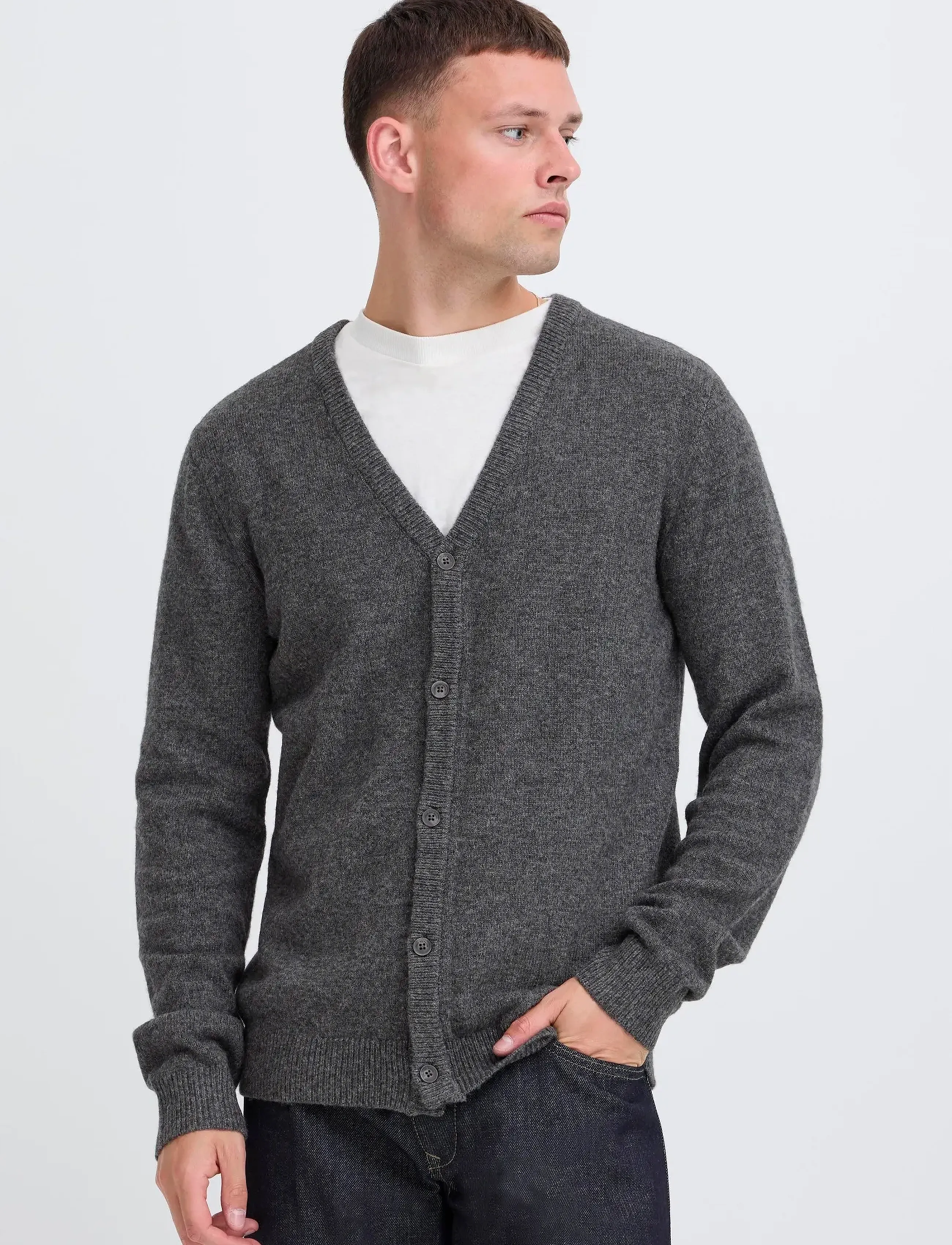 Blend - BHBRANKO CARDIGAN KNIT - koftor - iron gate melange - 4