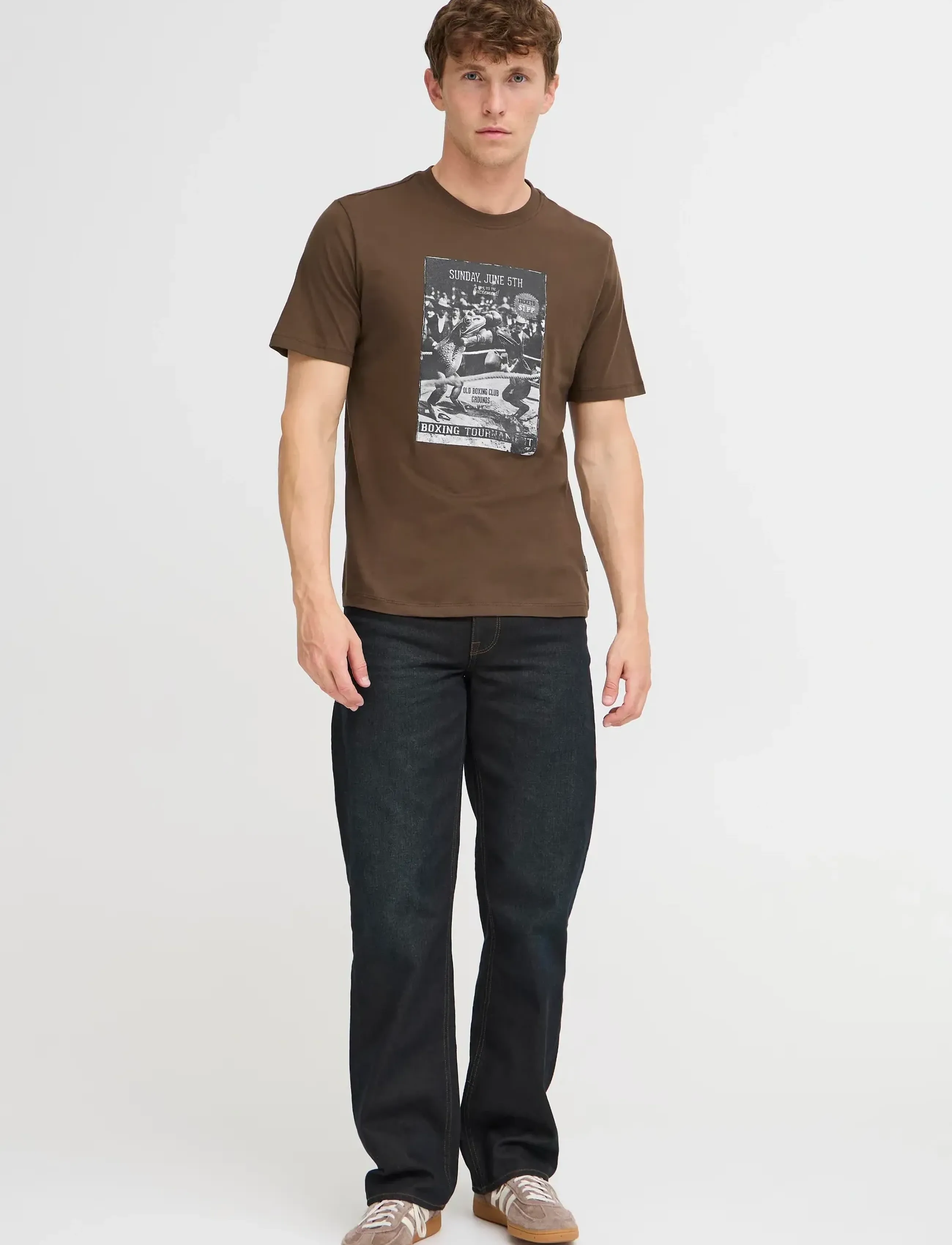 Blend BHIVAR PHOTO HUMOR S/S TEE - Deals - SLATE BLACK / brown