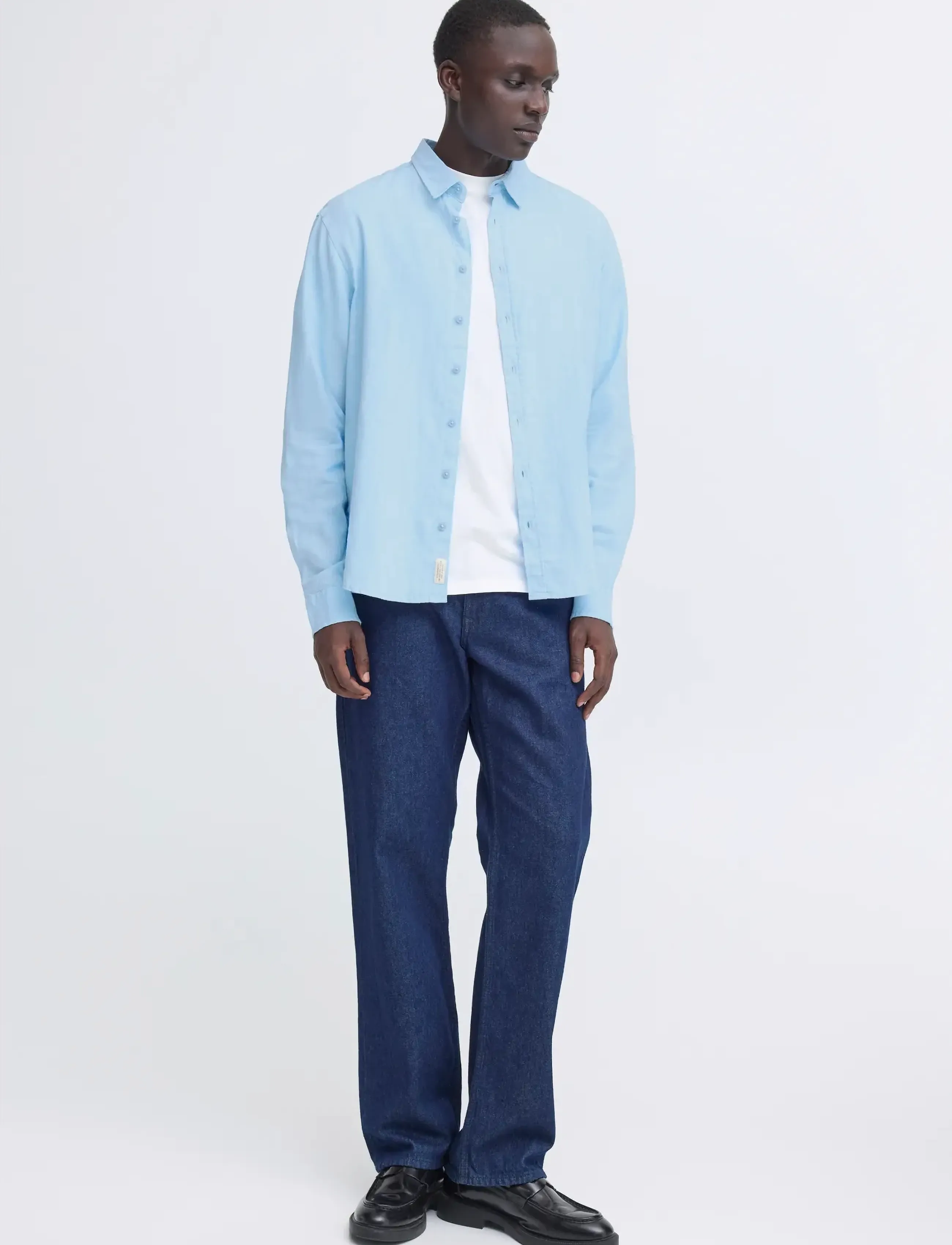 Blend BHBOBBY LINEN L/S - Tøj - AIRY BLUE / blue