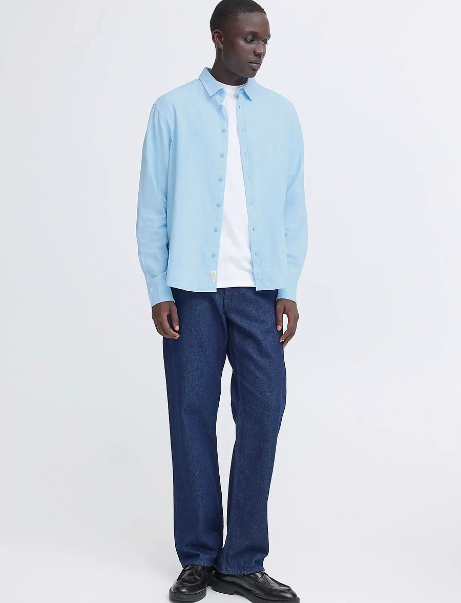 Blend - BHBOBBY LINEN L/S - linen shirts - airy blue - 0
