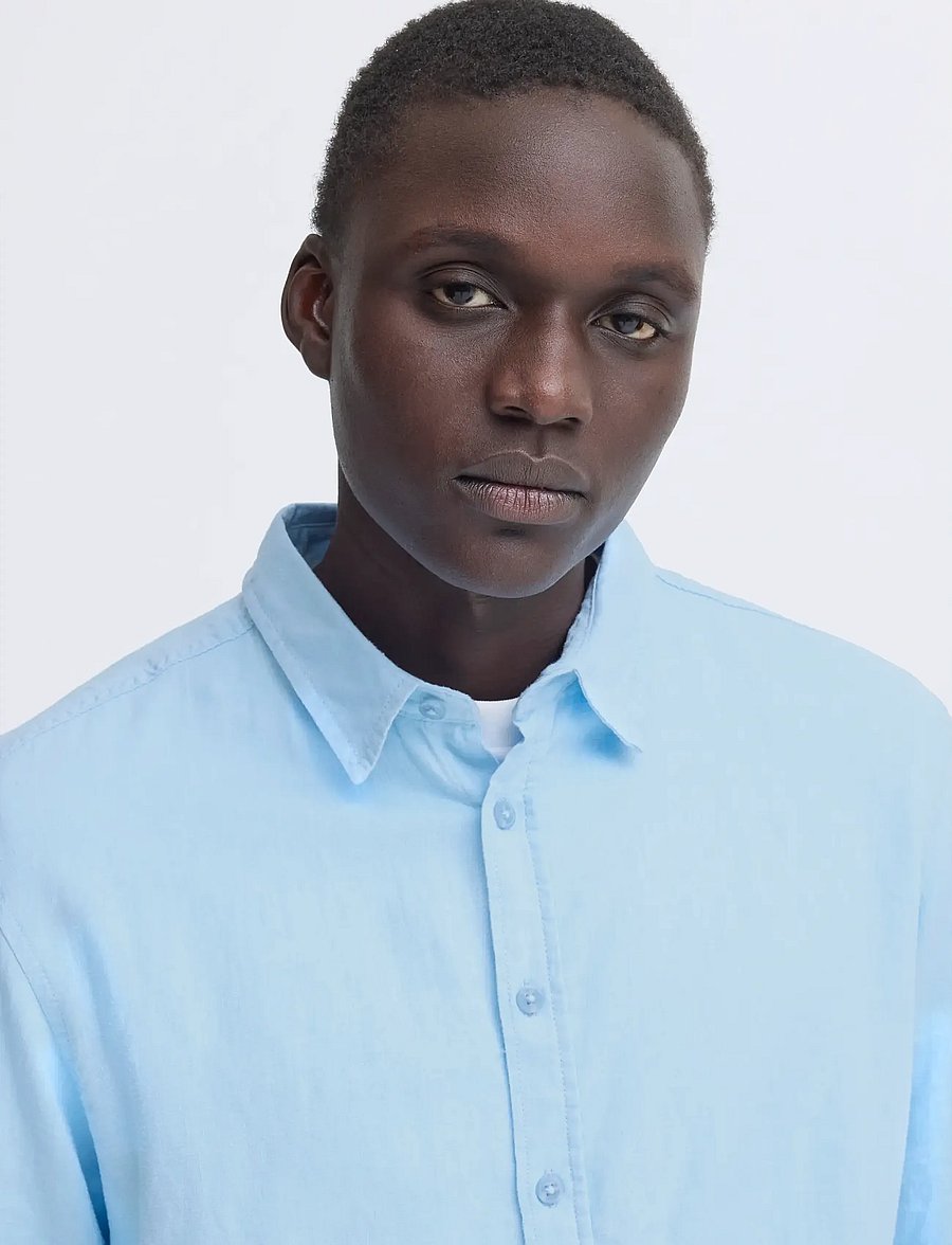 Blend - BHBOBBY LINEN L/S - linen shirts - airy blue - 4