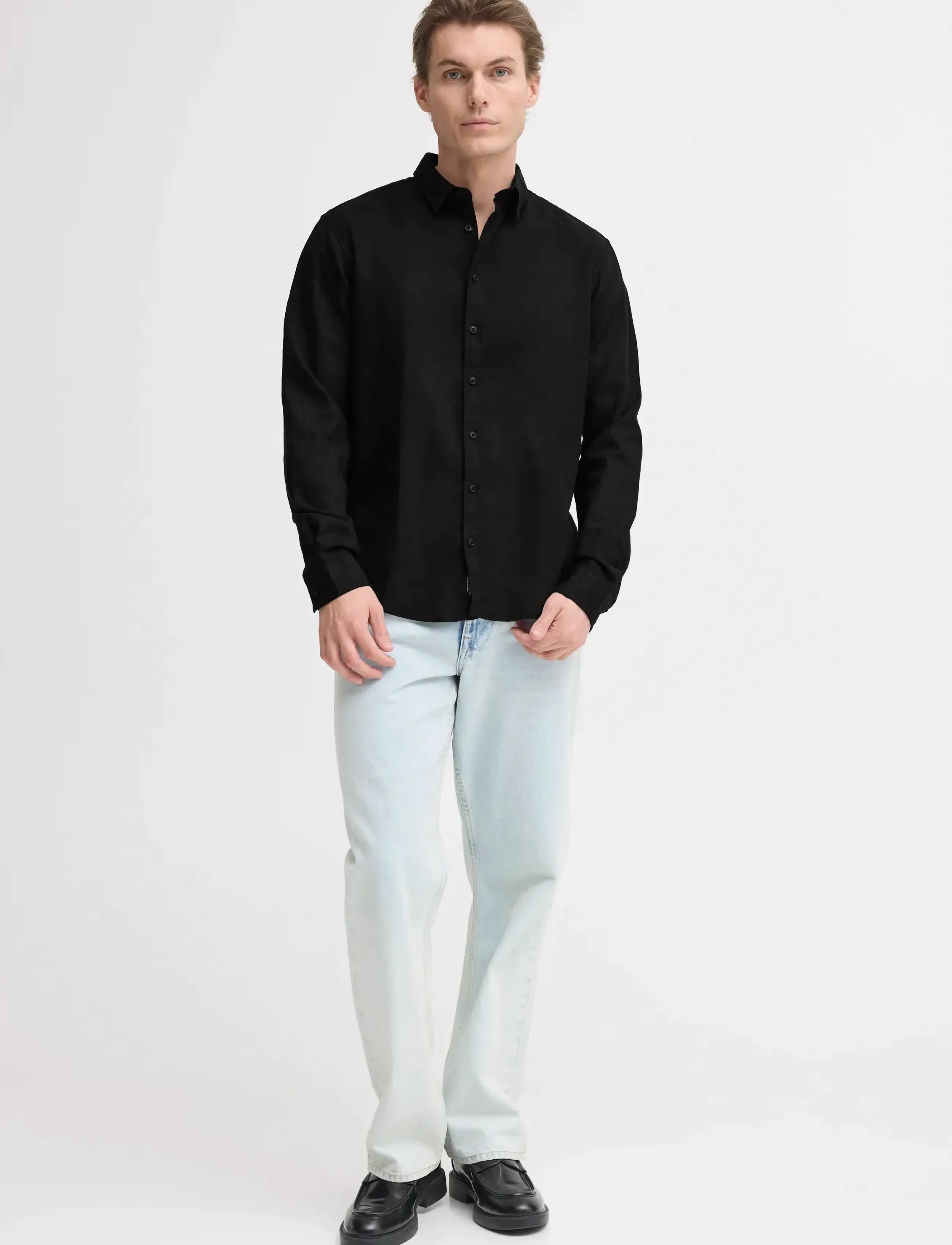 Blend BHBOBBY LINEN L/S - Kläder - BLACK BEAUTY / black