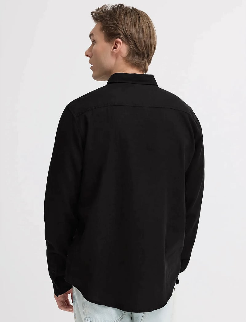Blend - BHBOBBY LINEN L/S - linen shirts - black beauty - 3