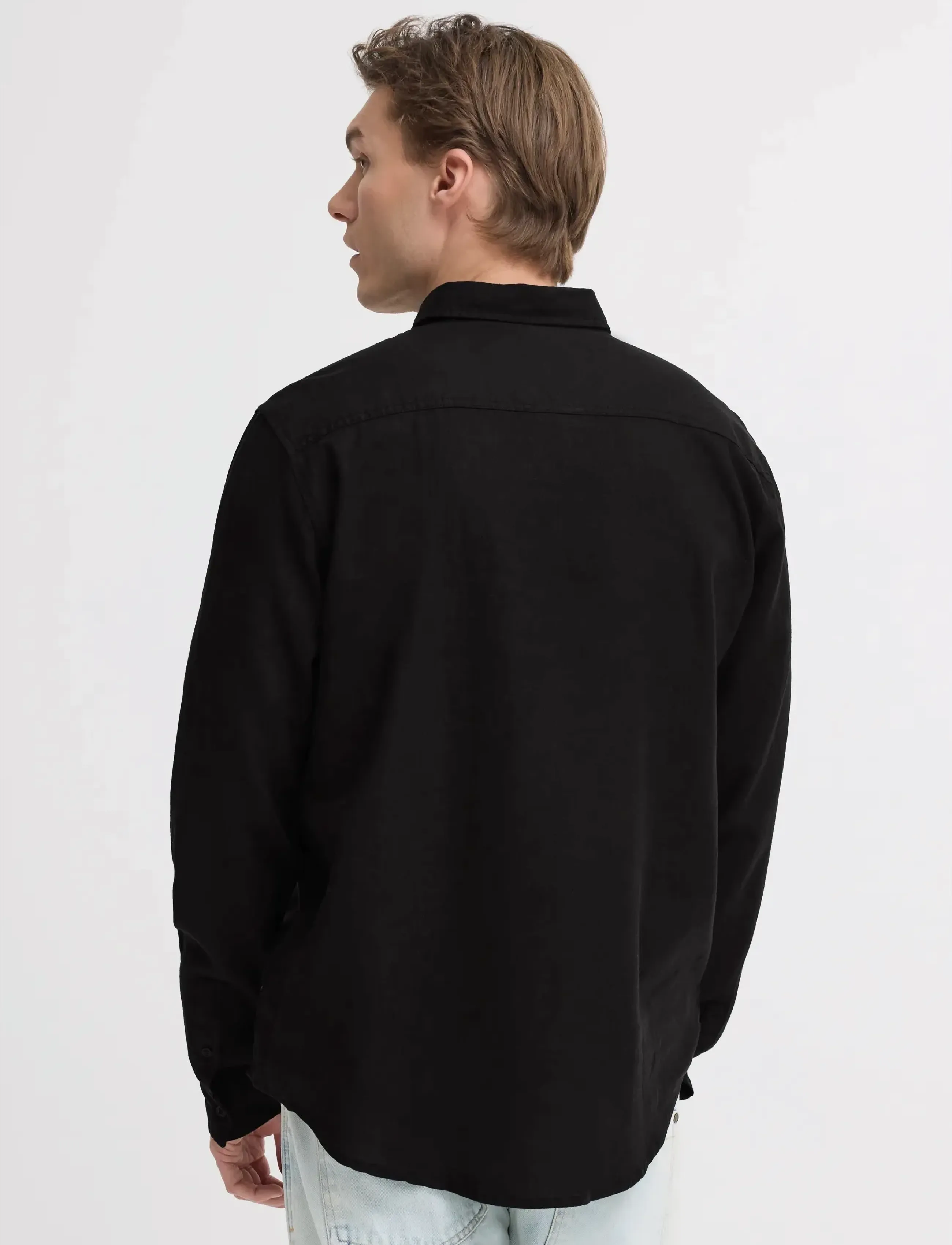 Blend - BHBOBBY LINEN L/S - linen shirts - black beauty - 3