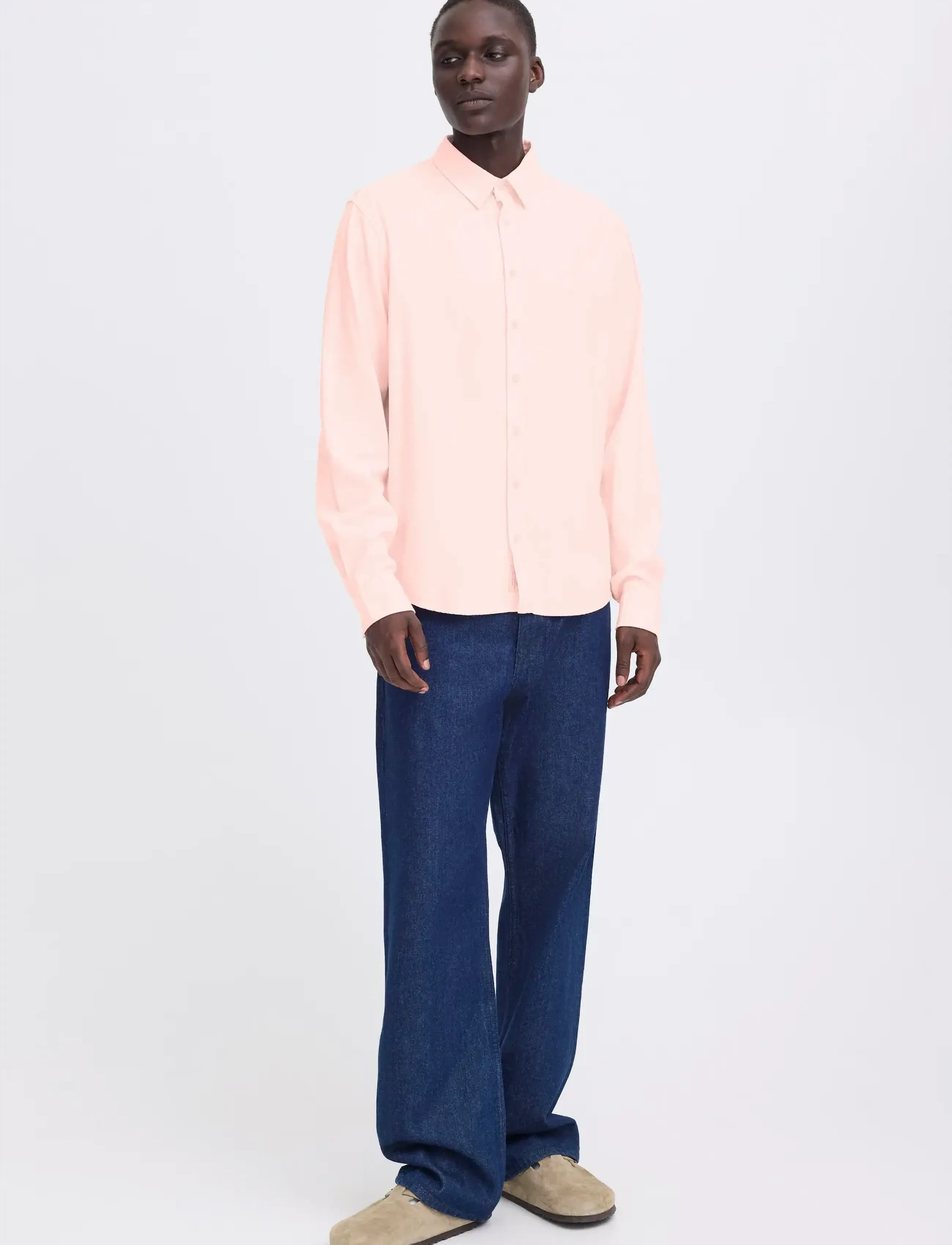 Blend BHBOBBY LINEN L/S - Leinenhemden - CHALK PINK / pink/rose