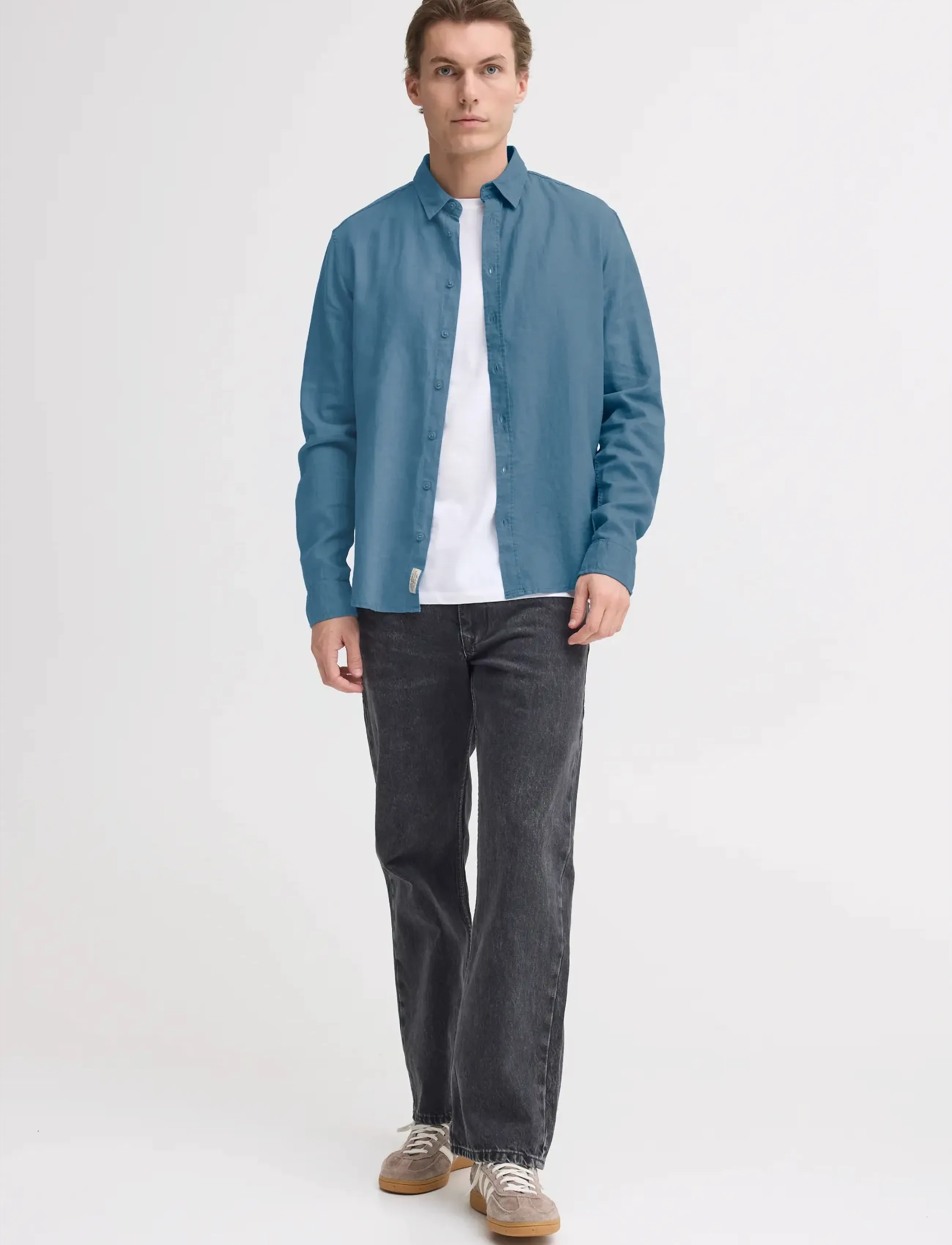 Blend BHBOBBY LINEN L/S - Leinenhemden - COPEN BLUE / blue