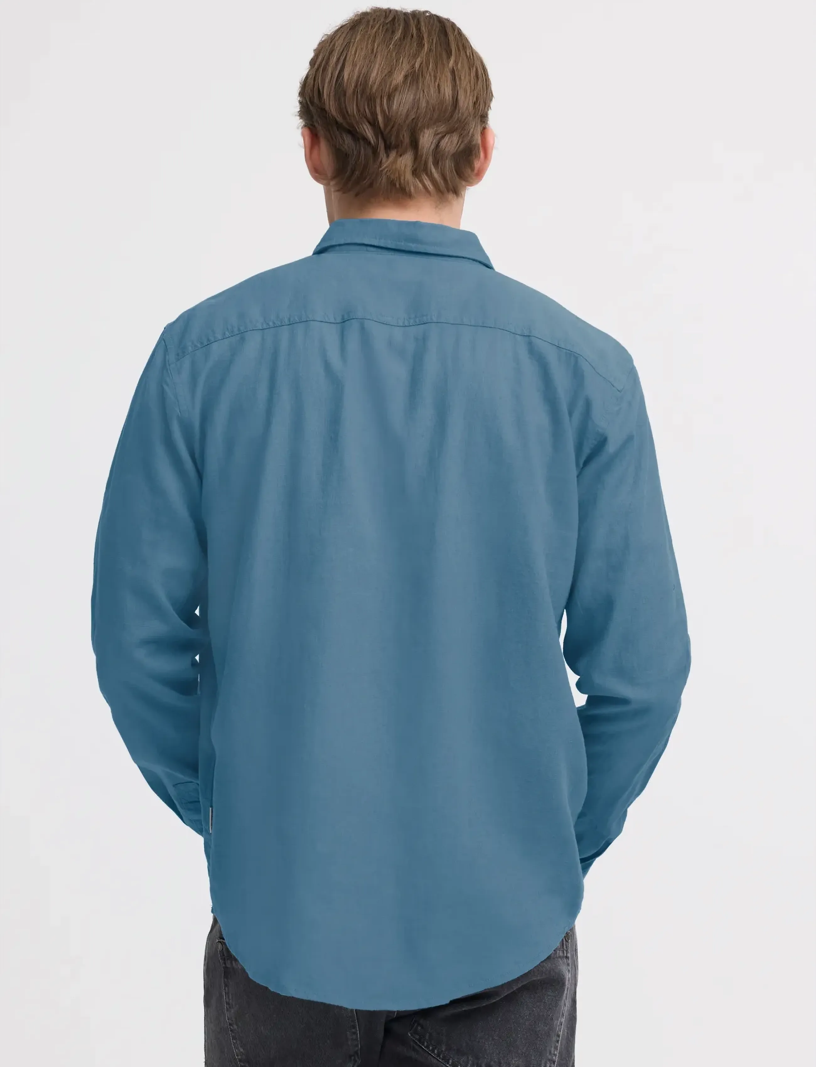 Blend - BHBOBBY LINEN L/S - pellavakauluspaidat - copen blue - 3