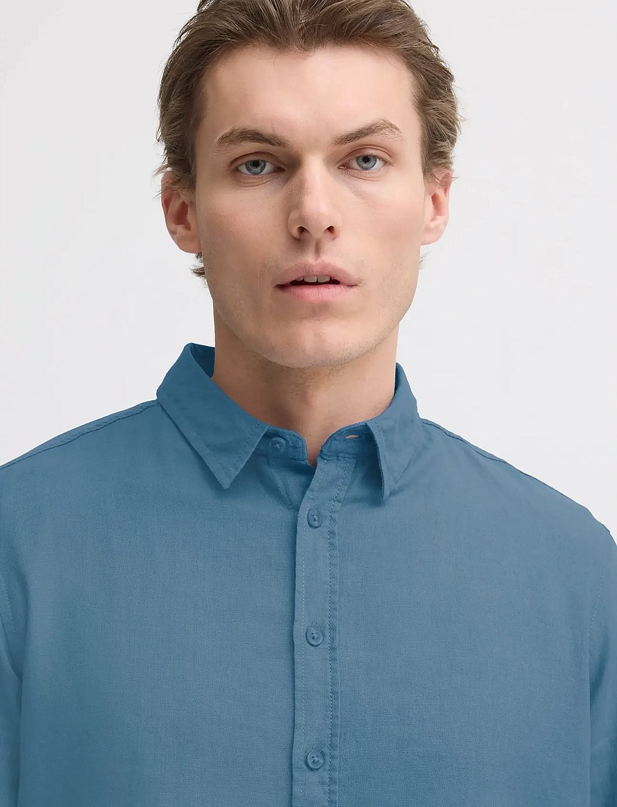 Blend - BHBOBBY LINEN L/S - pellavakauluspaidat - copen blue - 4
